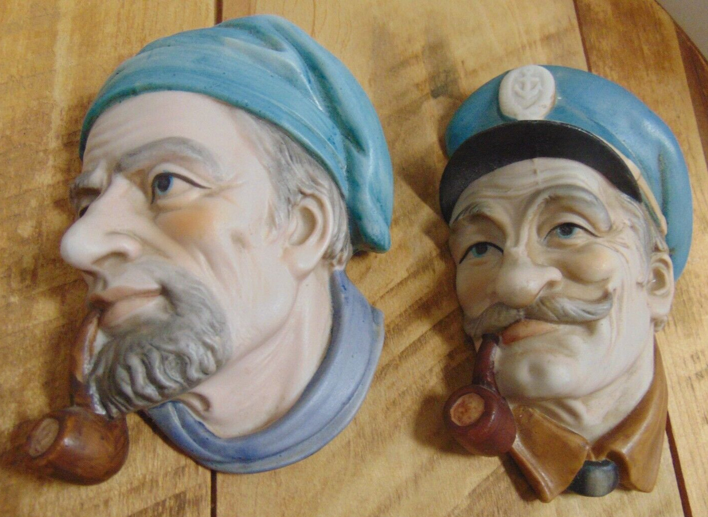 Vtg Lefton Nautical Sailors w/ Pipes Ceramic Heads #4713 Japan Lot of 2