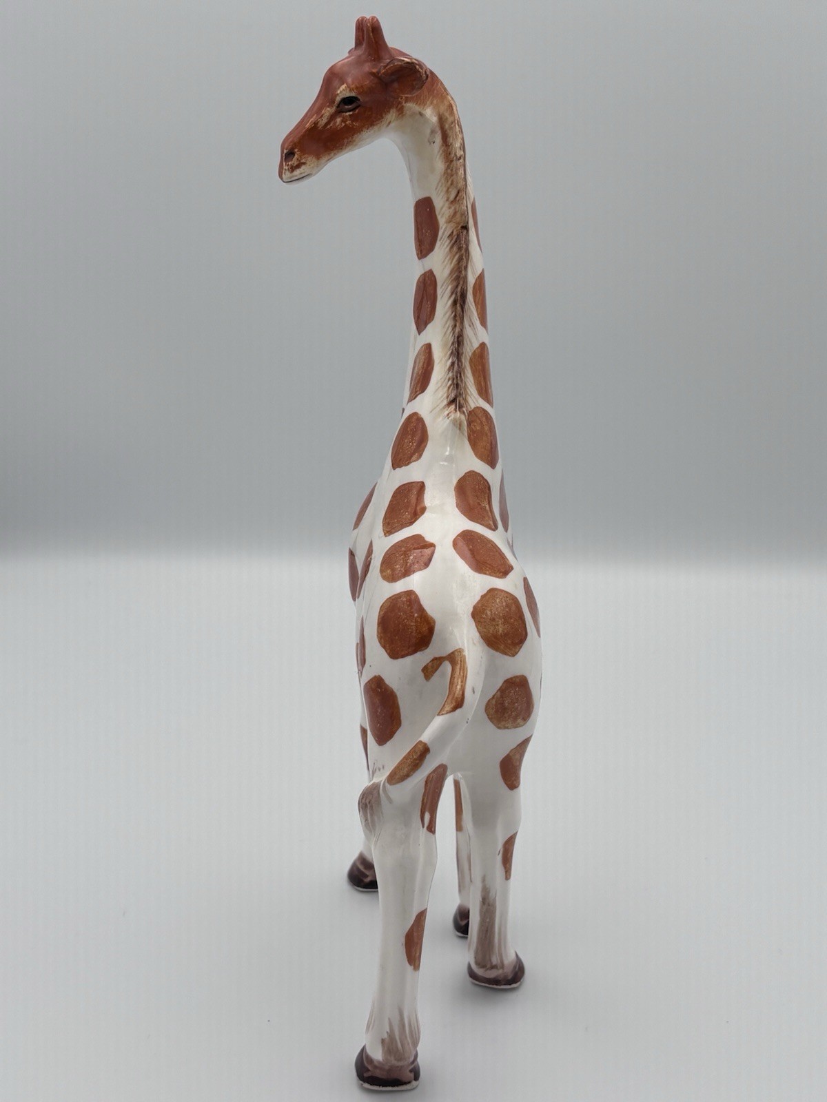Vintage Japan Ceramic Giraffe Figurine Hand Painted Brown White Mid Century