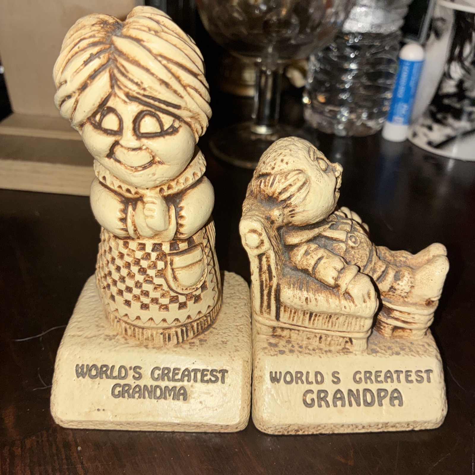 Lot Of 2 Vintage 1972 WORLDS GREATEST Grandma & Grandpa Figurine by PAULA