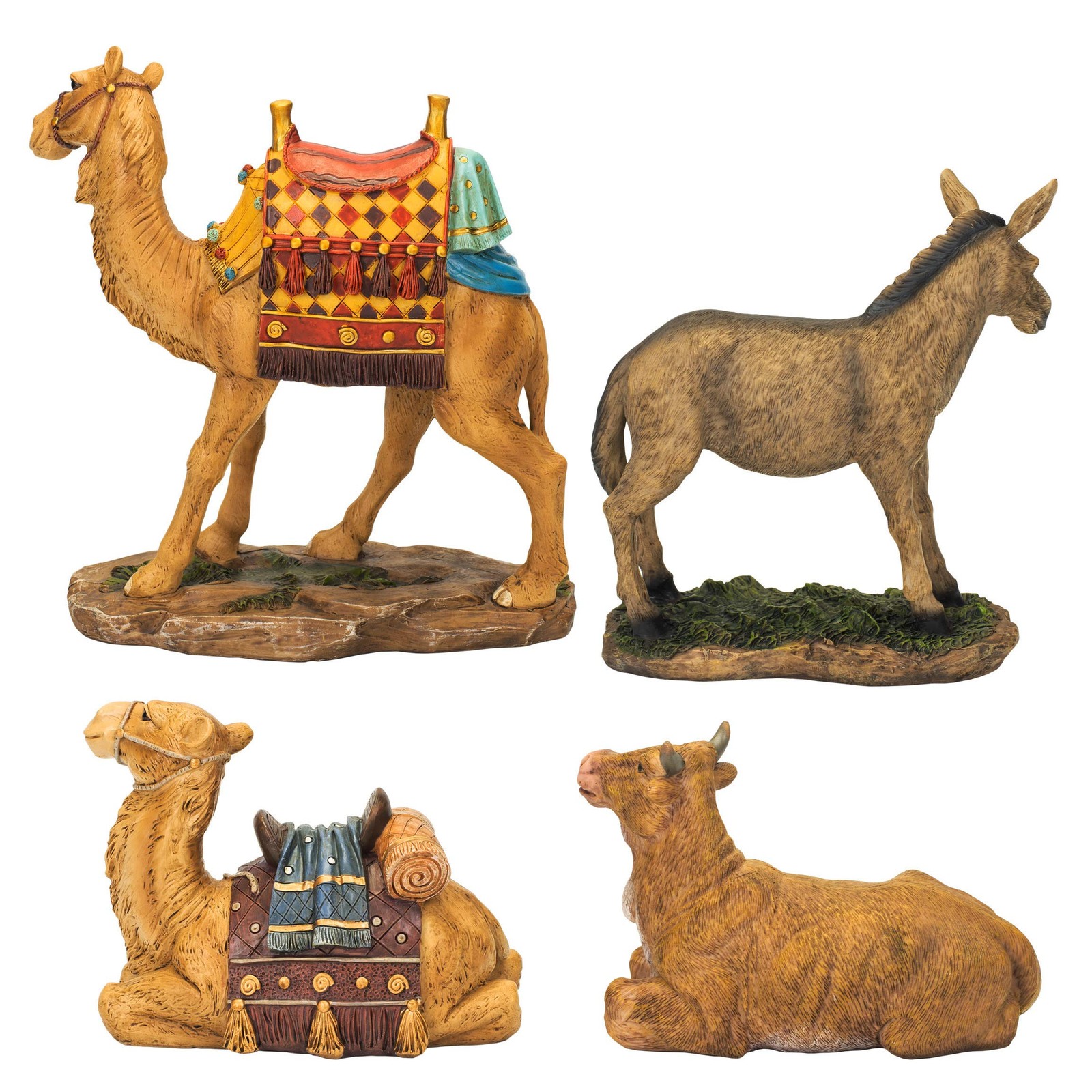 Three Kings Gifts Camels, Donkey & Ox, Polystone Flat Bottom Base for Stabili…