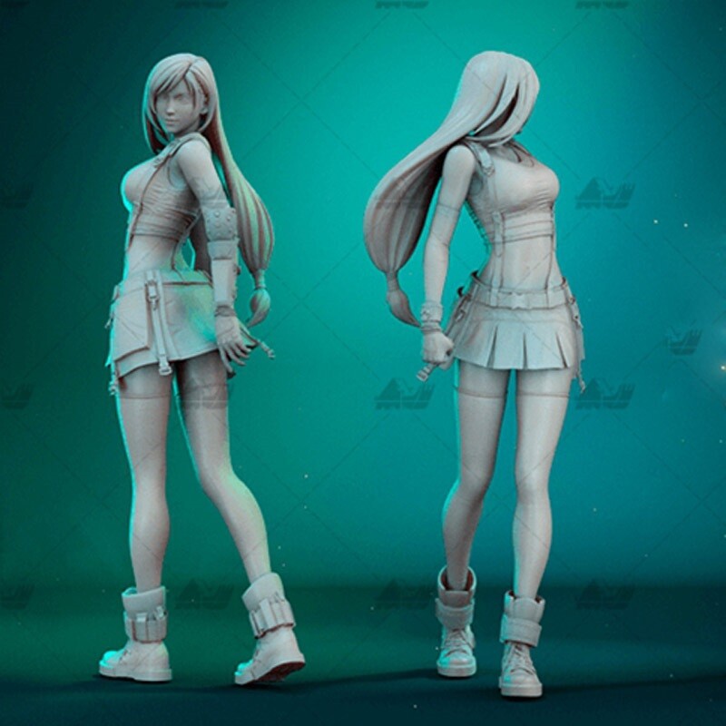 Fina Fantasy Tifa Unpainted Figure Blank Kit Model GK 1/6 28cm Collection Toy