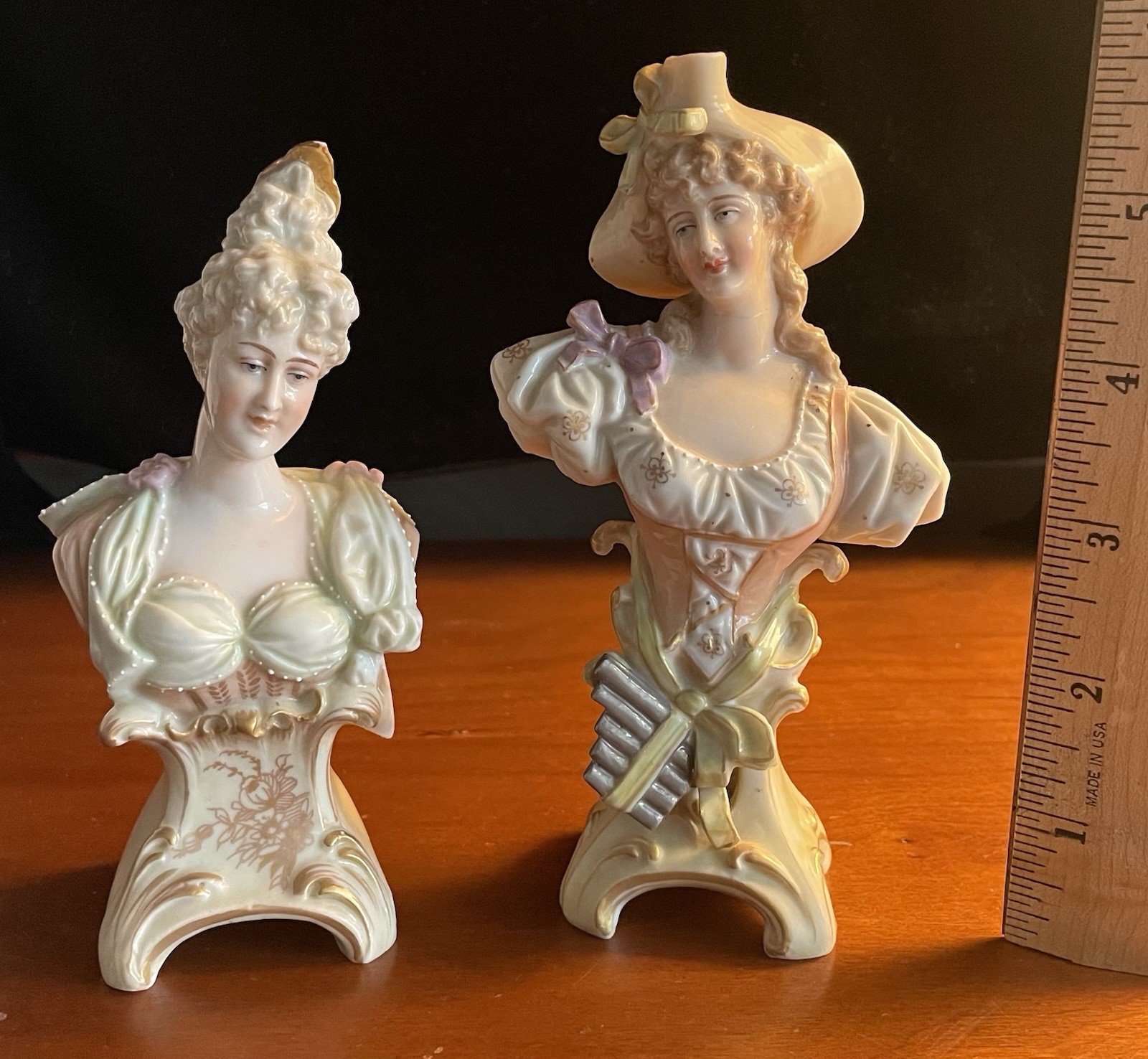 Pair Of E&A Muller, Schwarza Volkstedt Porcelain Figurine Busts 1895-1907