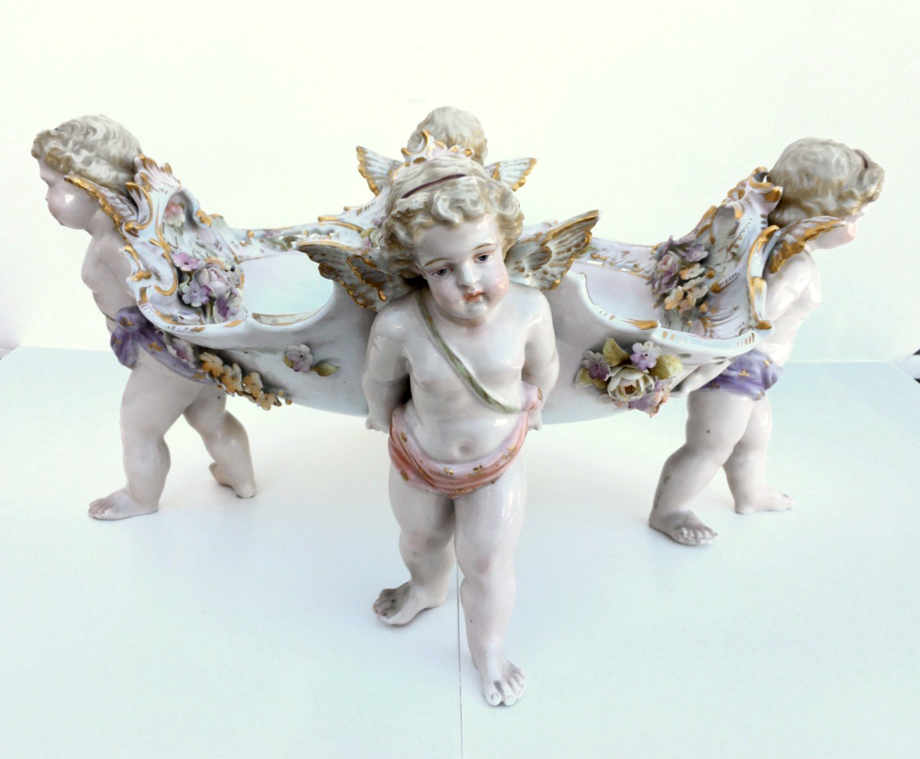 c. 1865 Von Schierholz Porcelain Factory , Germany, Cherub Porcelain Centerpiece
