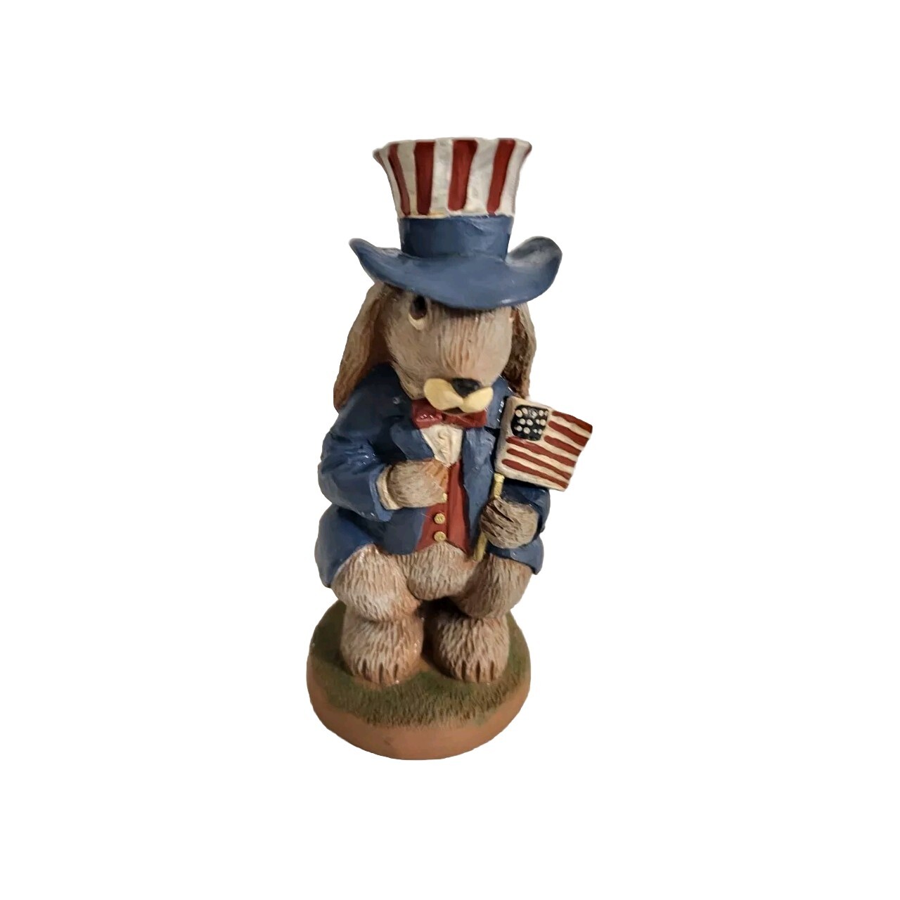 Vintage UNCLE Rabbit Figurine Red White Blue Brown Rabbit USA FLAG