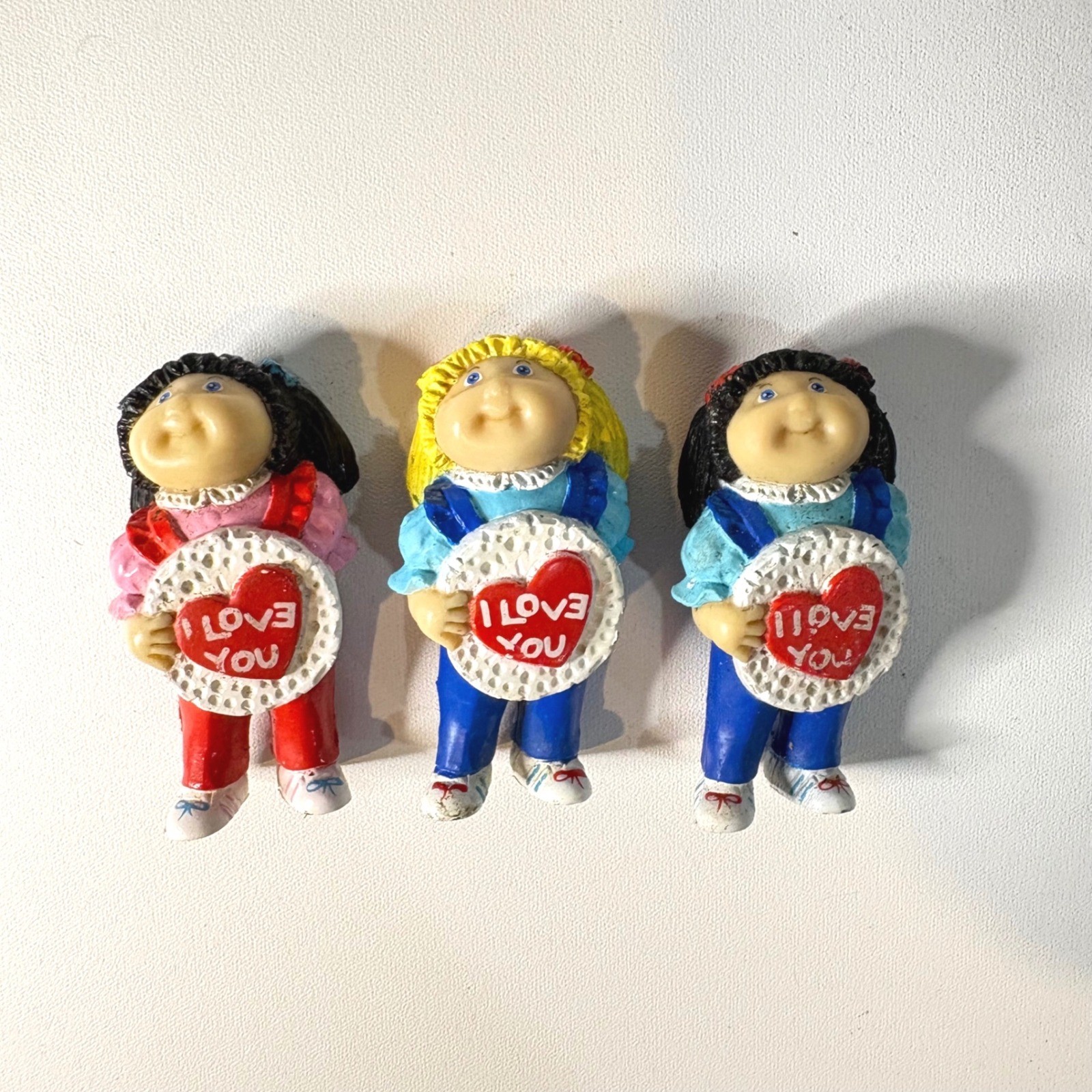 Vintage Cabbage Patch Kids PVC Figurines I Love You Hearts Set of 3 1980s Toy