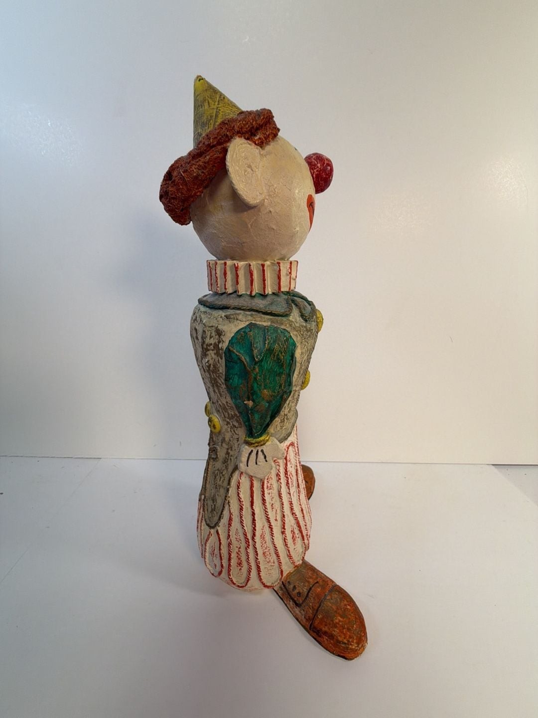 Vintage Hand-Painted Paper Mache Clown Figurine 14 Inch