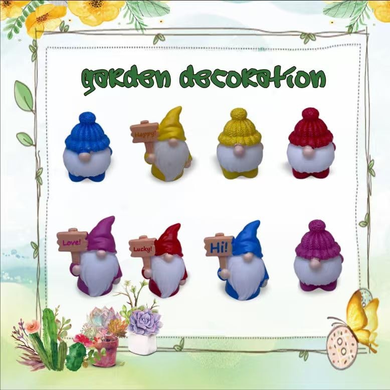 24pcs Mini Gnomes Figurines Fairy Garden Tiny Resin Statues for Outdoor, Indo…