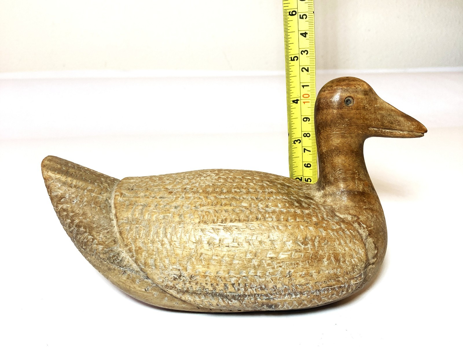 Vintage Hand Carved Solid Wood Primitive Duck Decoy Folk Art Cairo Egypt Boho