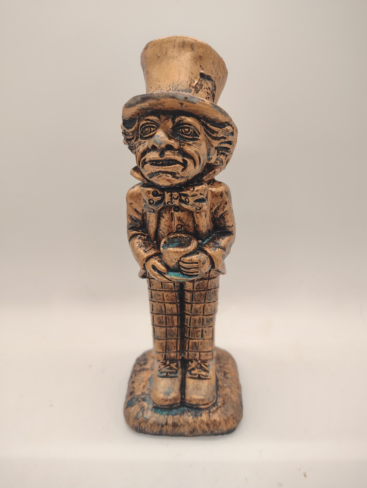 Contemporary Resin/ Bronzed Mad Hatter Figurine 6 1/4″ Tall