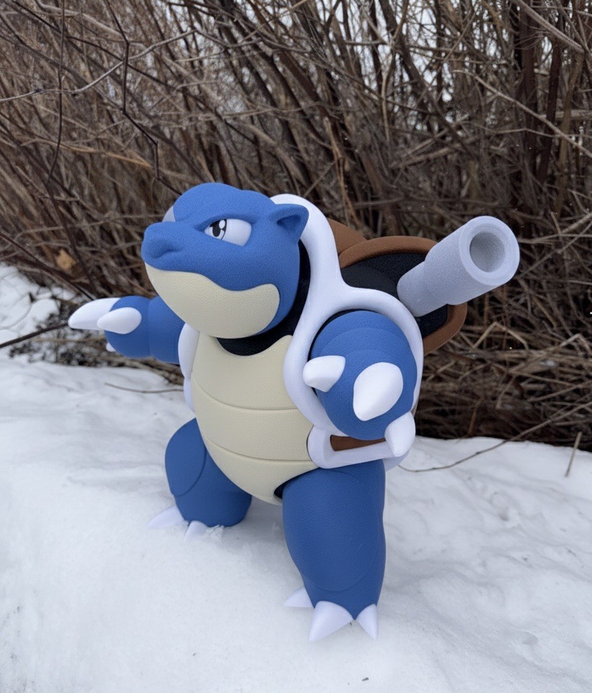 14 Inch PLA 3d Printed Blastoise Figure Statue Hand Assembled Model