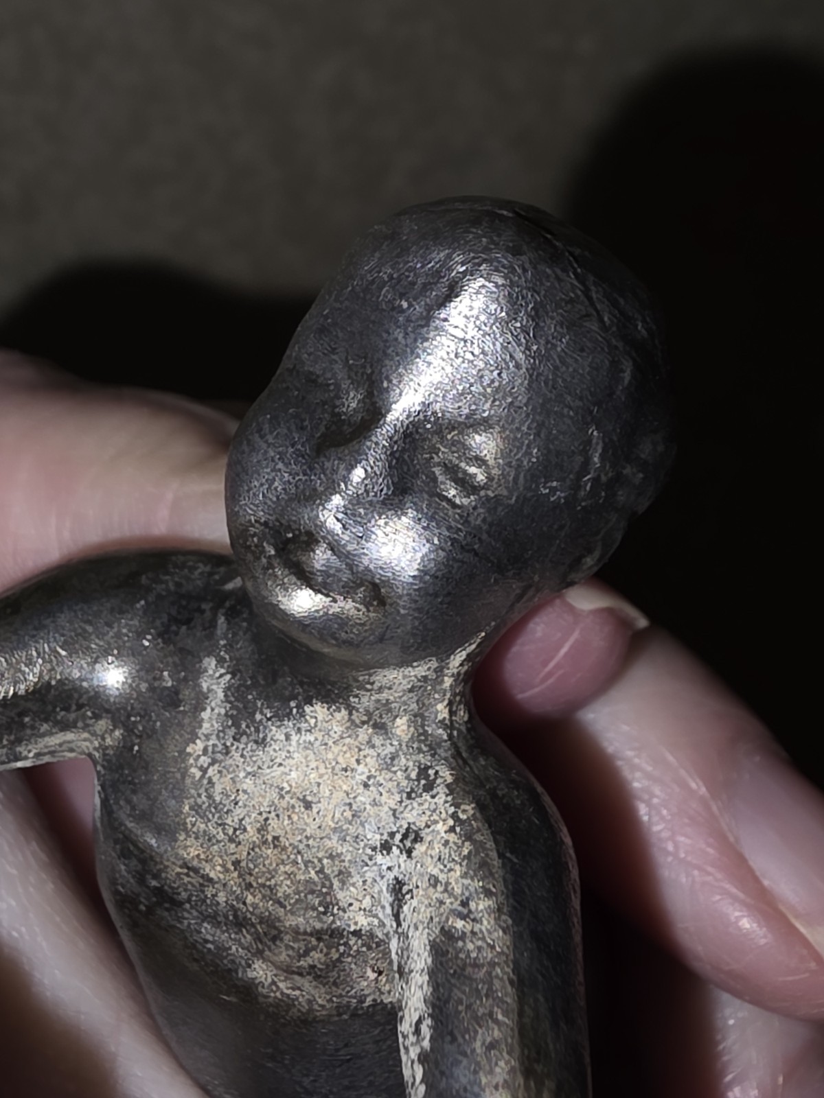 Metal Young Boy Child Figurine / Sculpture. Interesting Piece Of Decor
