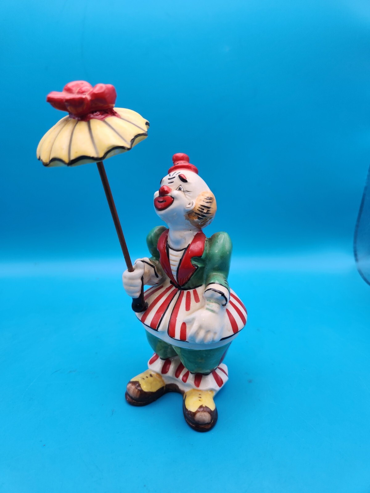 Vintage 1957 Yona Original Clown with Umbrella Porcelain Figurine Very Rare Item