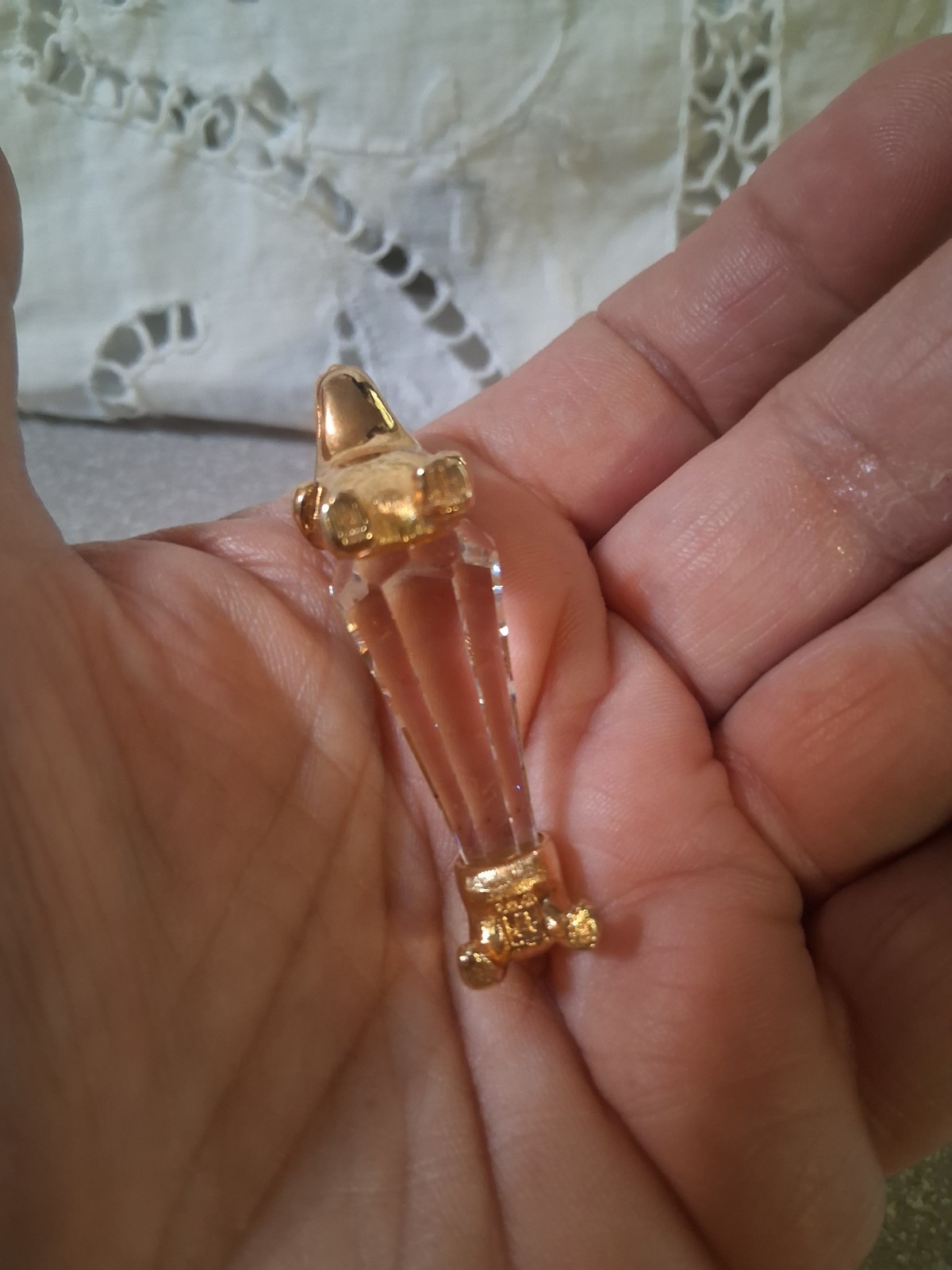Vintage Swarovski Trimlite Miniature Dachshund Dog Crystal Gold Mini Figurine
