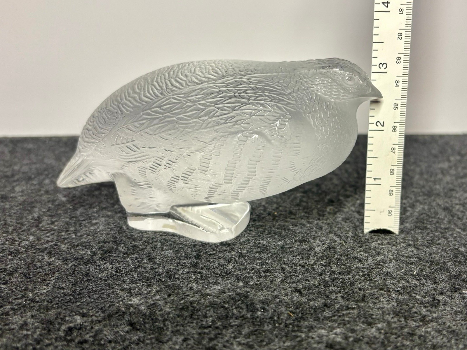 Lalique France Crystal Perdrix Inquiete Quail Partridge Bird Frosted 3.25 In