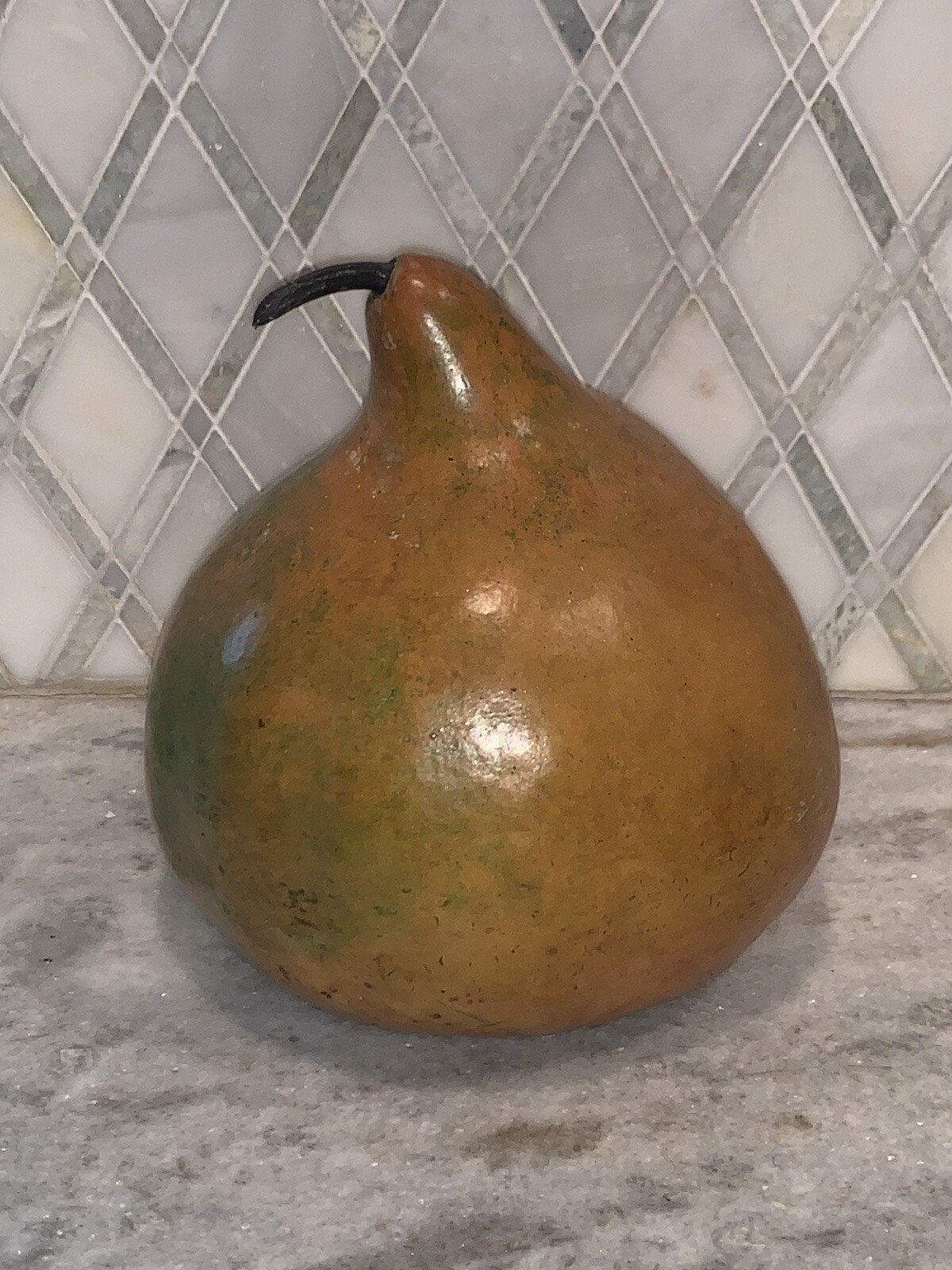 Vintage Colleen Abernathy Handpainted Fat Gourd Pear 8”Diameter 8.5”T