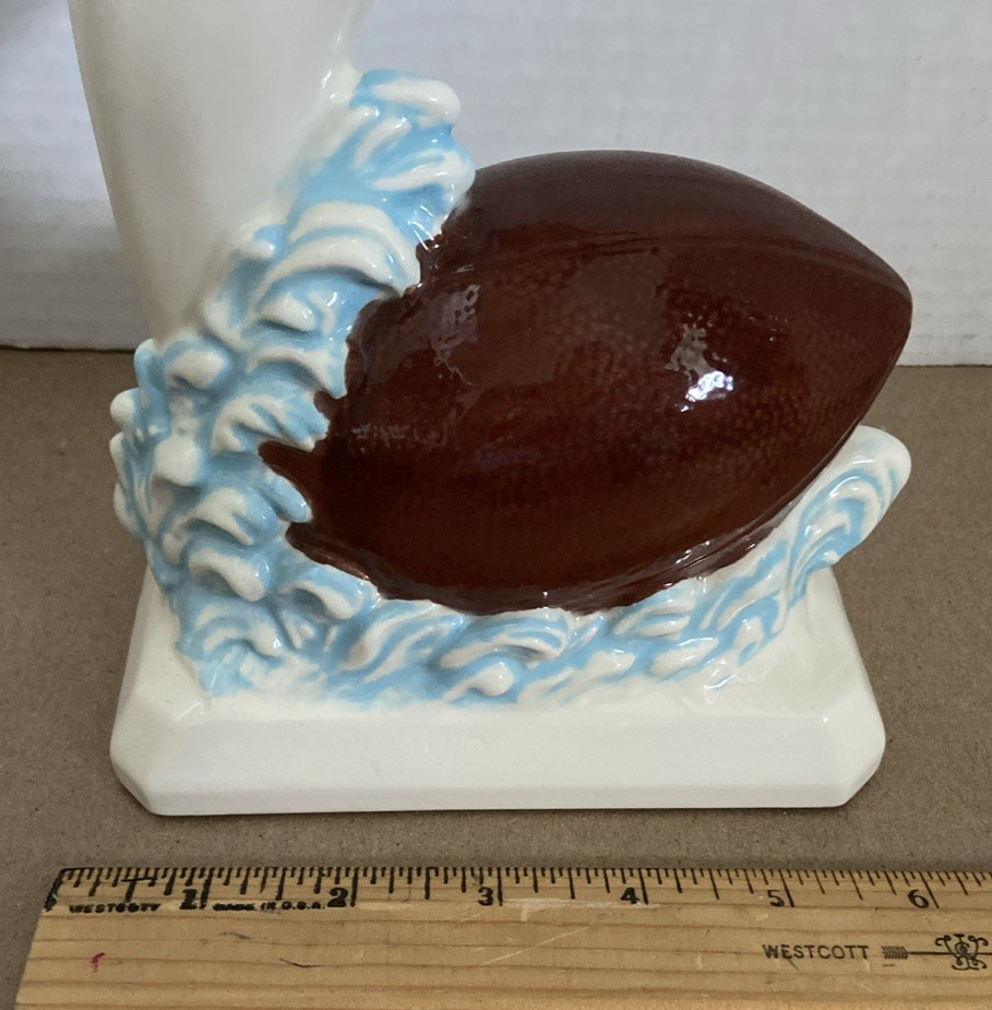 Hand Painted Glazed Garrard 228 Football Dolphin painted in Miami Dolphin Colors