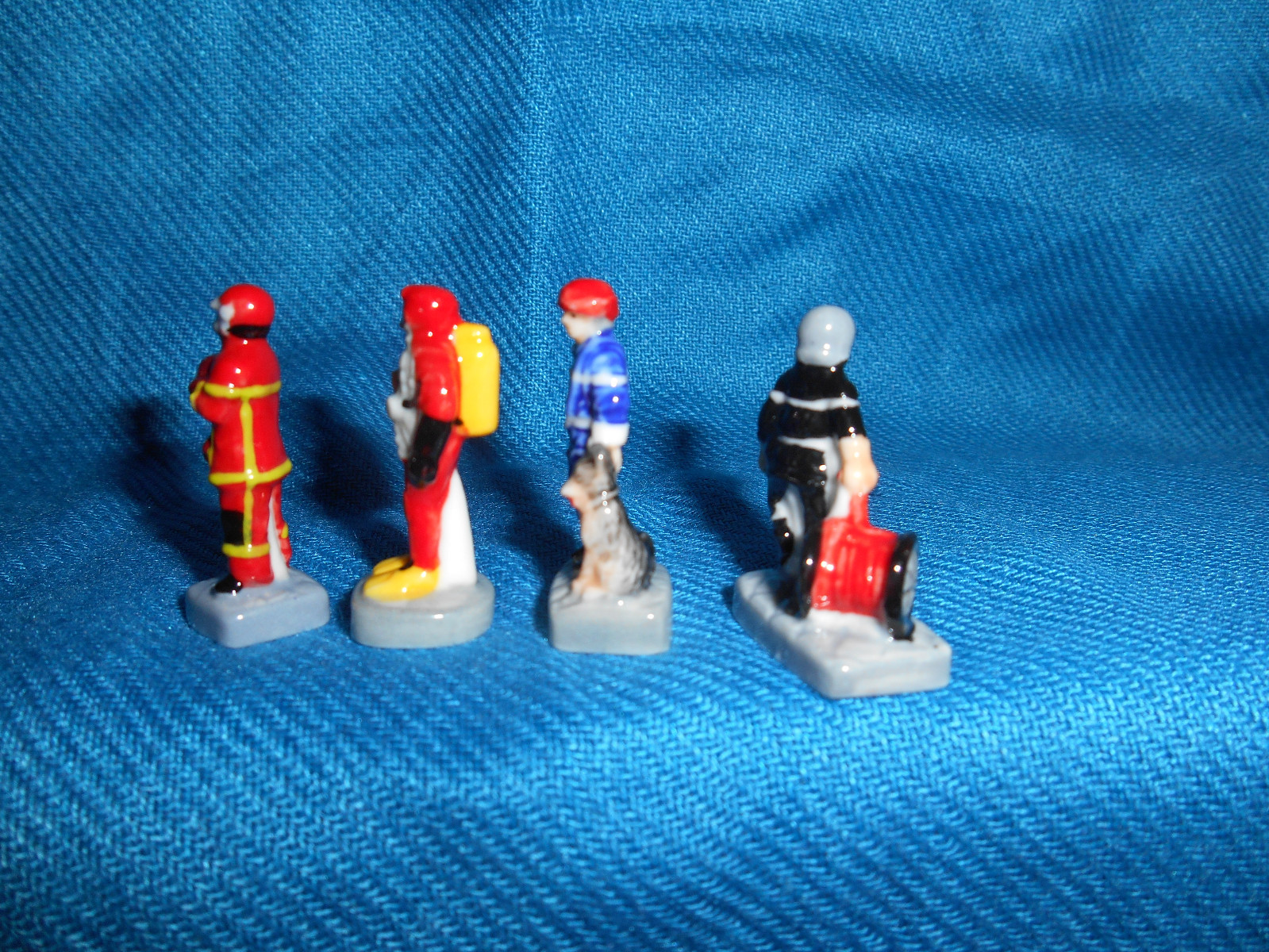 FRENCH FIREFIGHTING Set of 10 Porcelain FEVES Figures FIREFIGHTERS Fire Fighters