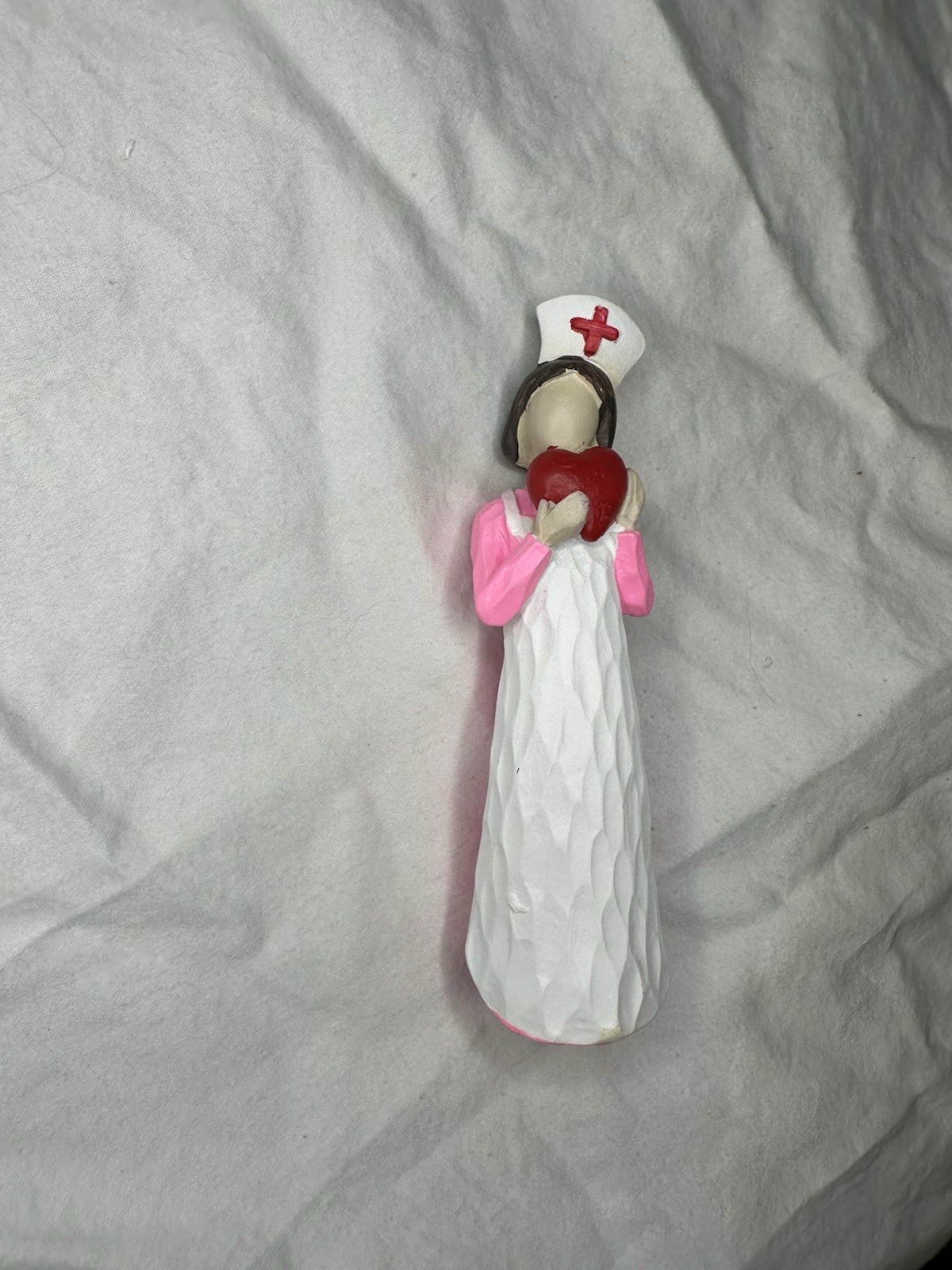 Resin Nurse Medical Figurine Holding Red Heart, White Pink Red, Boxed, 1 Pack
