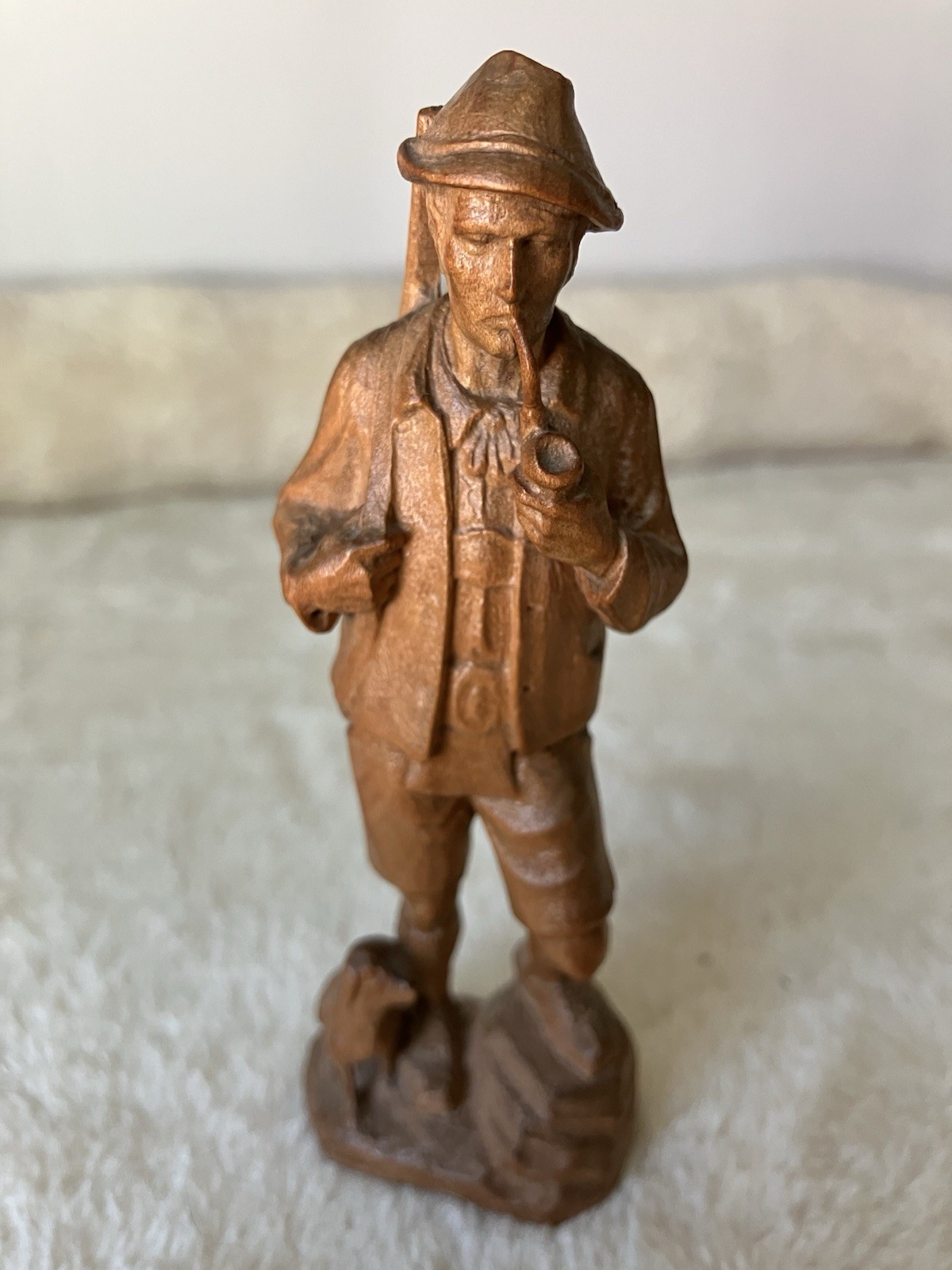 Vintage BLACK FOREST German Hand Carved Wood Figure – Hunter With Dog