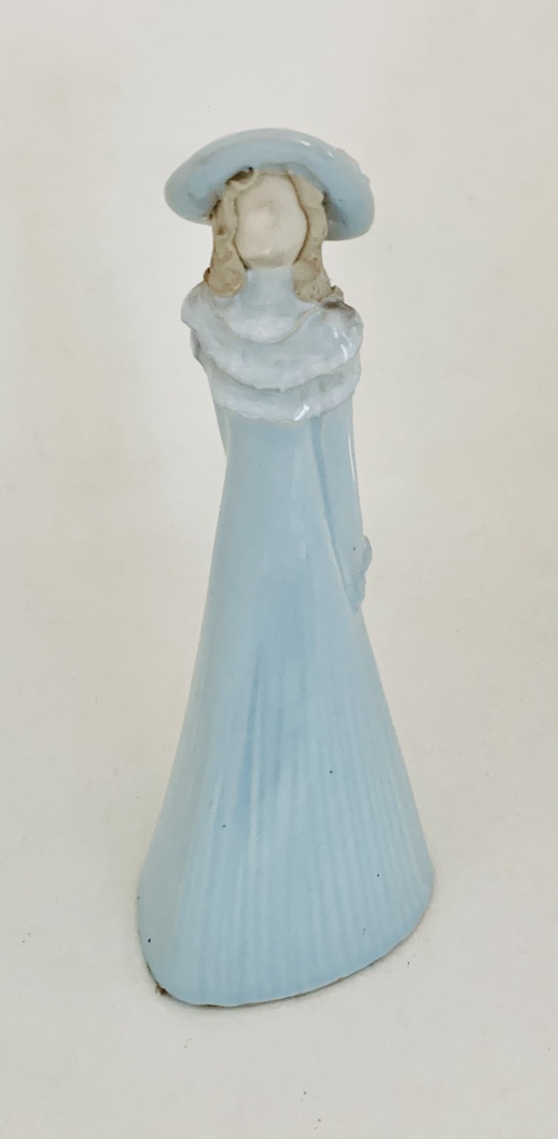Louise Auger Handmade Light Blue Ceramic Facelss Lady Figurine 8.75″ Signed