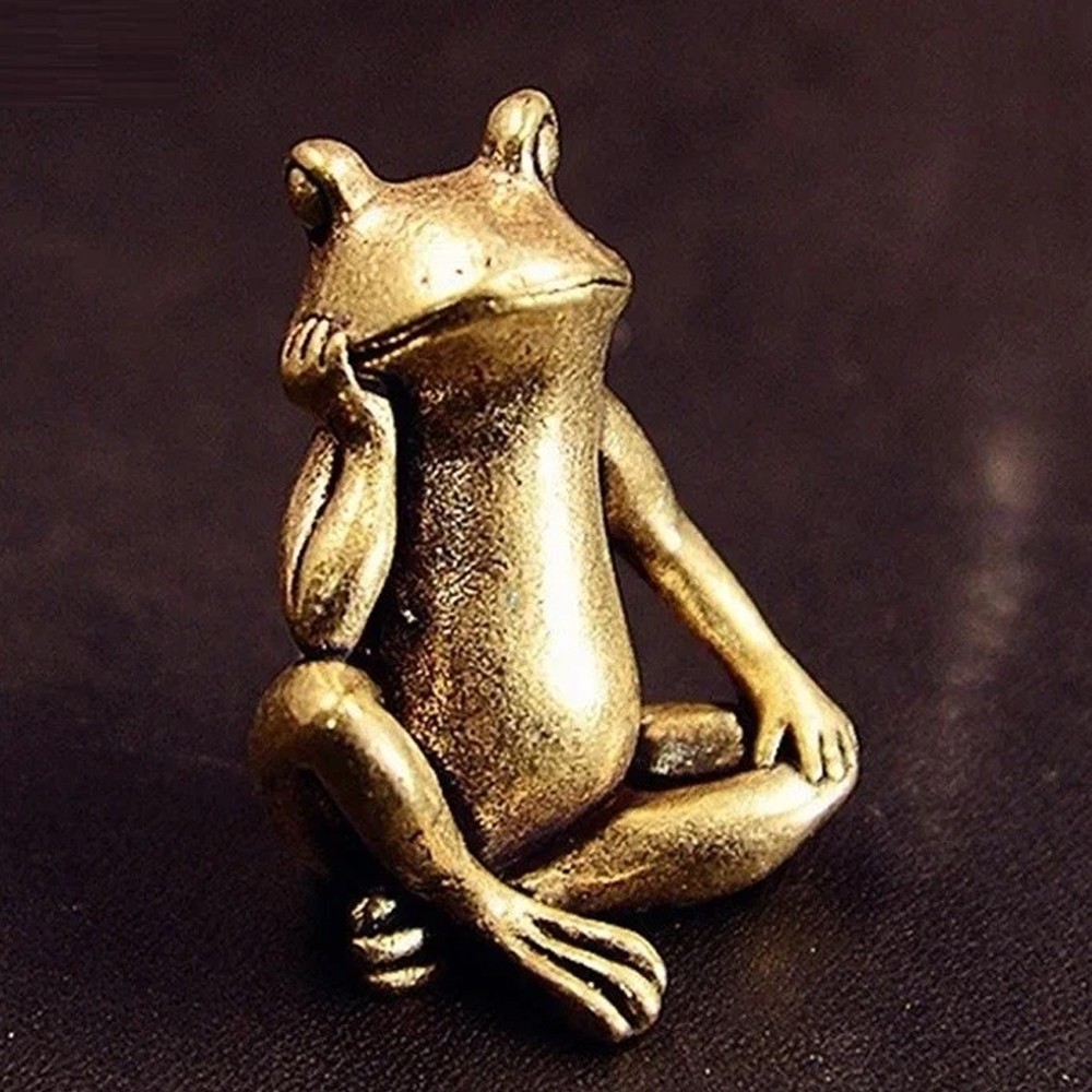 Handmade Animal Ornaments Home Decors Vintage Brass Frog Miniatures Figurines