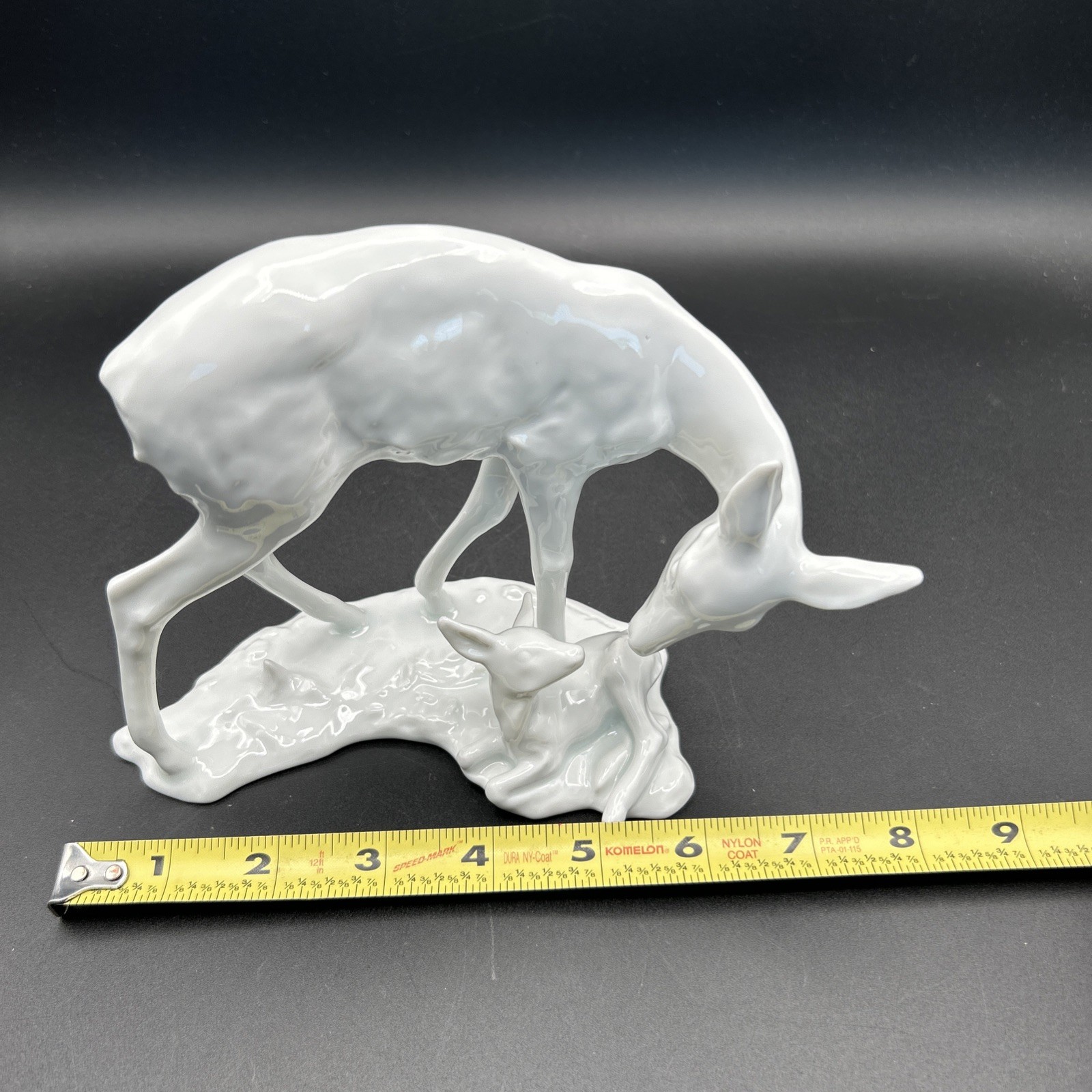 Vtg Kaiser Germany Signed Deer Figurine 427 White Glossy Doe Fawn Sculpture 5.5″