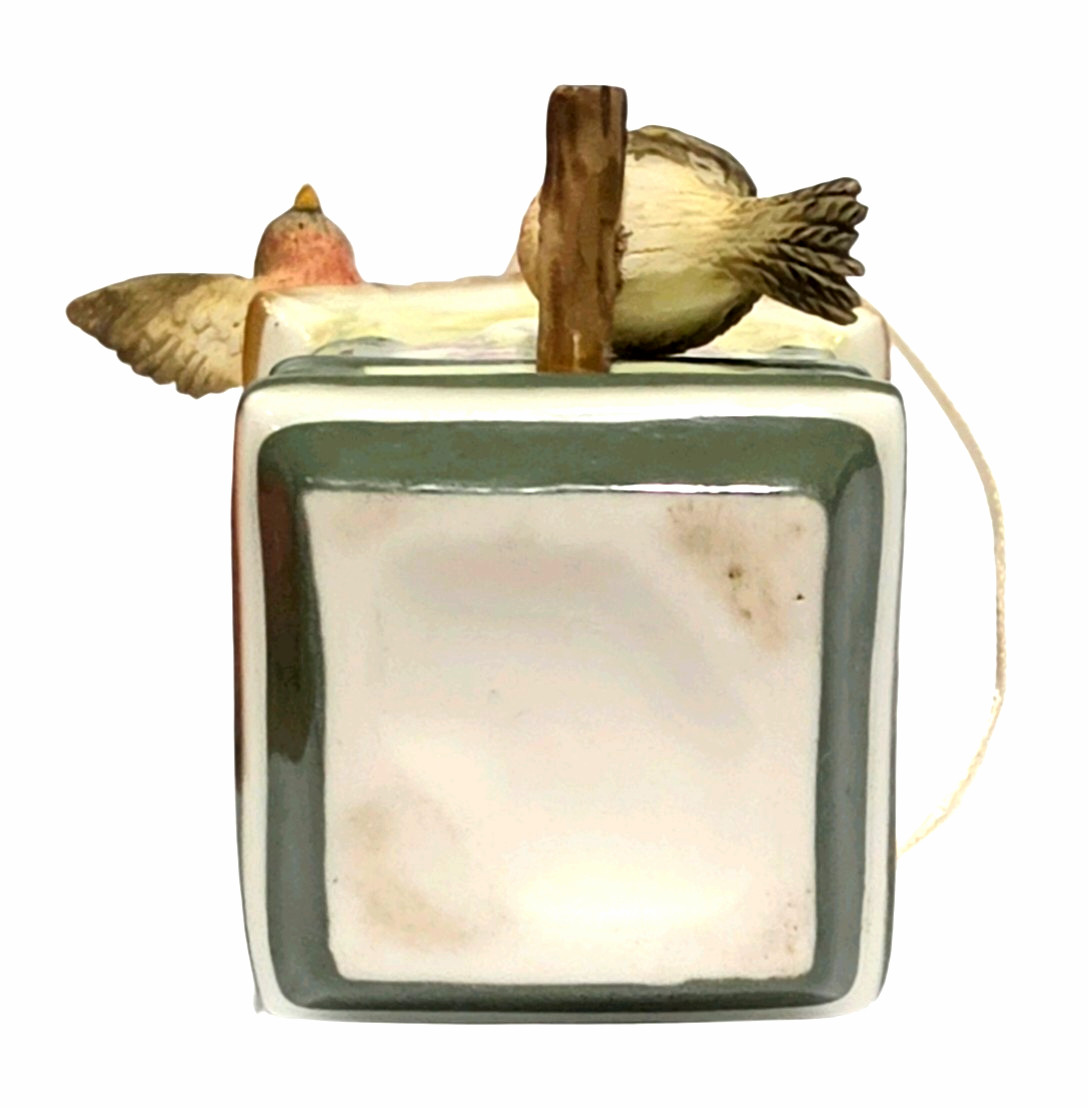 Bradford Editions 2 Heirloom Porcelain Bird Houses w Labels