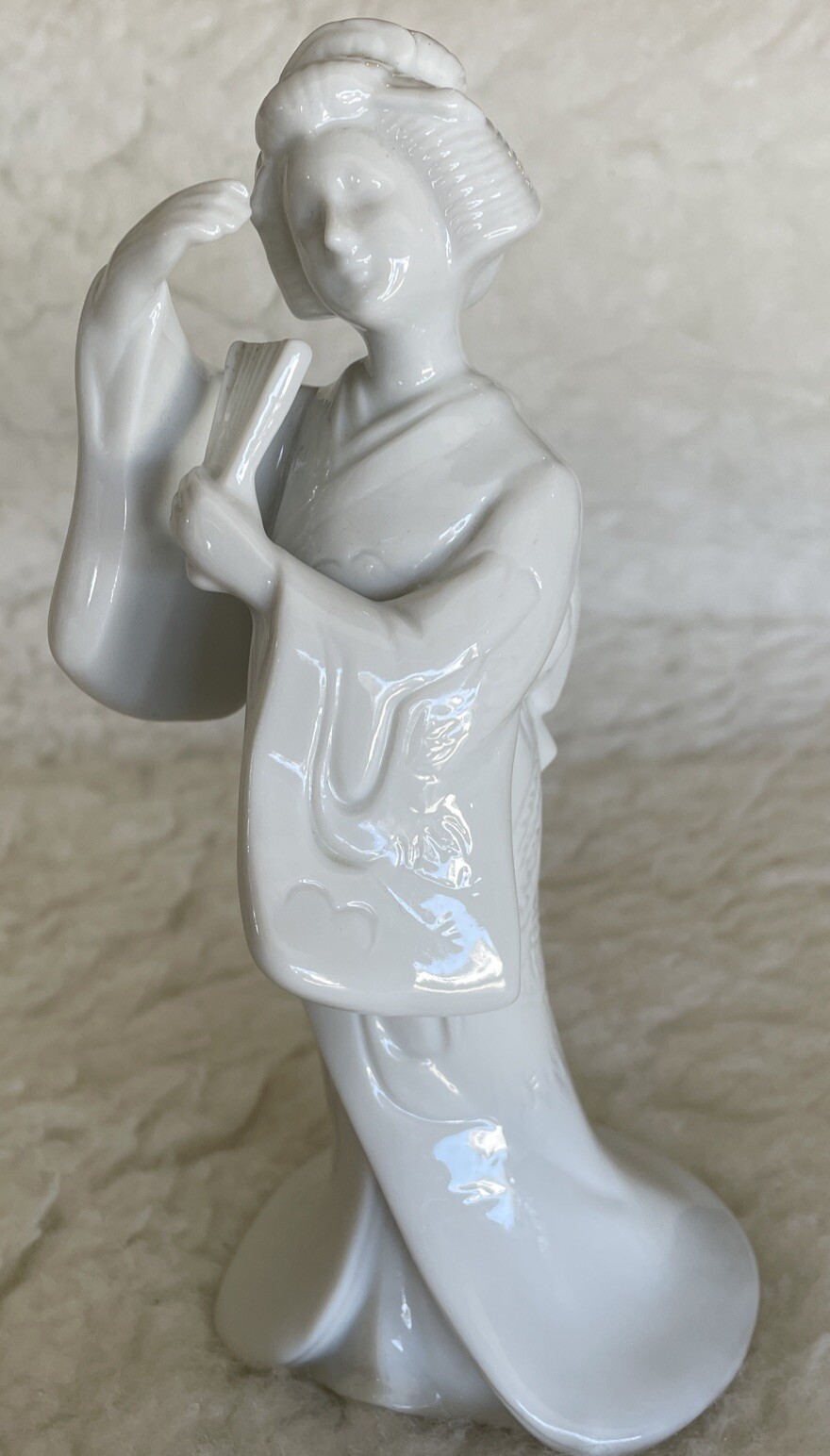 Vintage Homco White Porcelain Dancing Geisha Girl Statue Figurine 7″ #1443