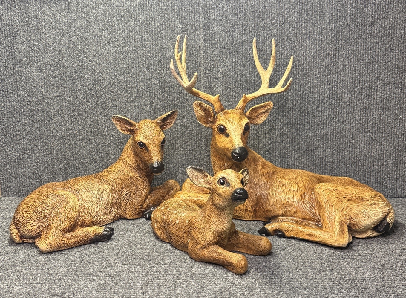Vintage Homco Large Deer Family Figurine Set Buck Doe Fawn Decor 1984 1985 80s