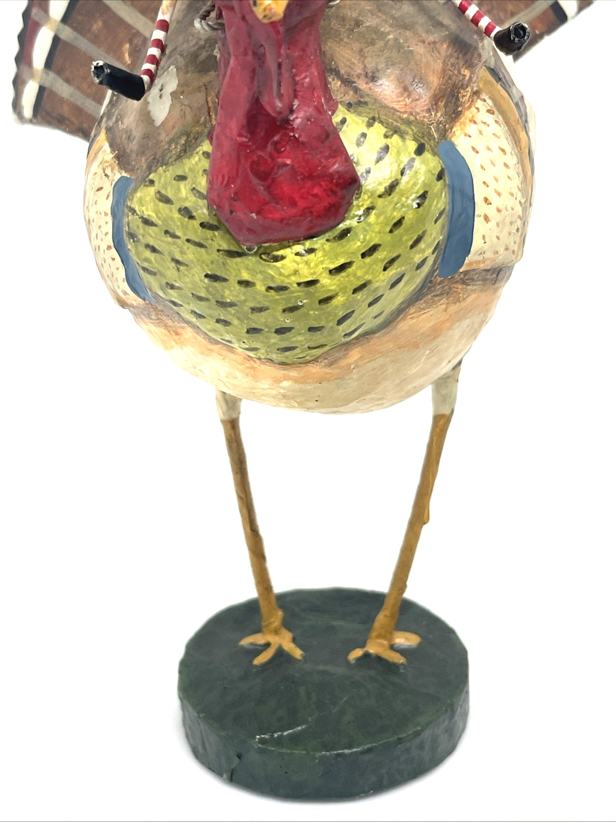 Lori Mitchell Folk Art Tom Riding a Gobbler Thanksgiving Pilgrim Figurine 10″
