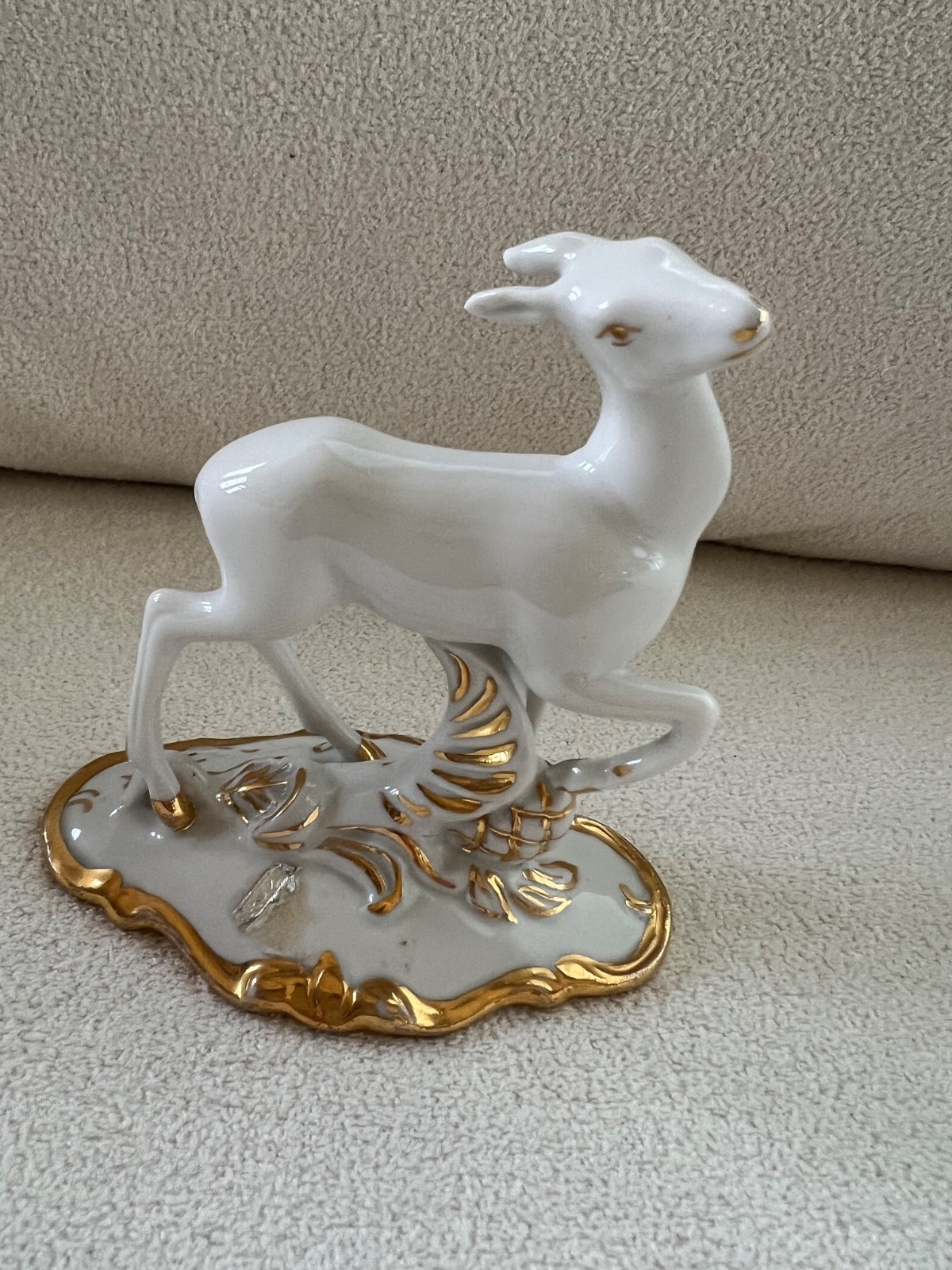 Vintage Royal Dux Czechoslovakia White Porcelain Deer Figurine