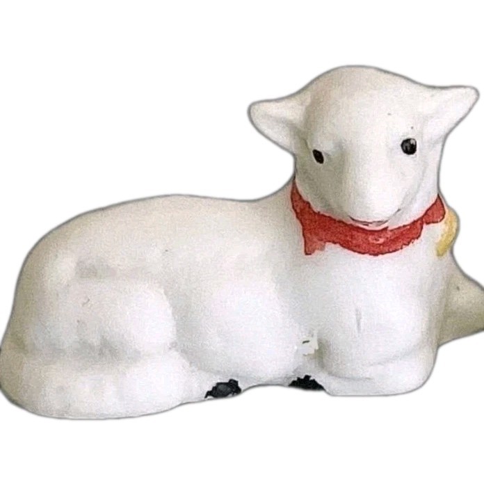 Antique German Bisque Miniature Lamb Sheep Laying Down 1.25 Germany Hertwig