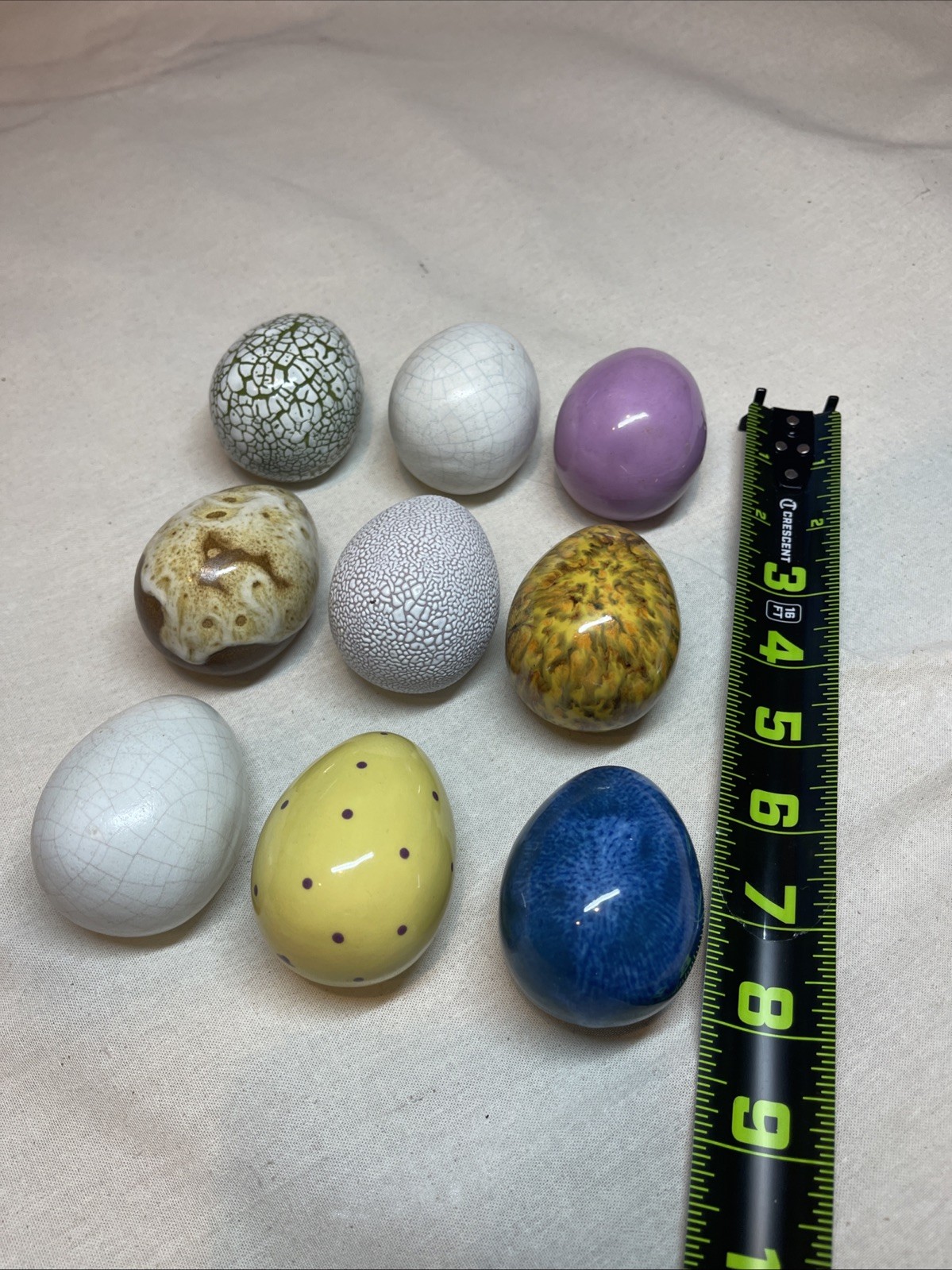 Vintage Ceramic Easter Eggs Lot Speckled Glazed Decor blue pink spotted decor