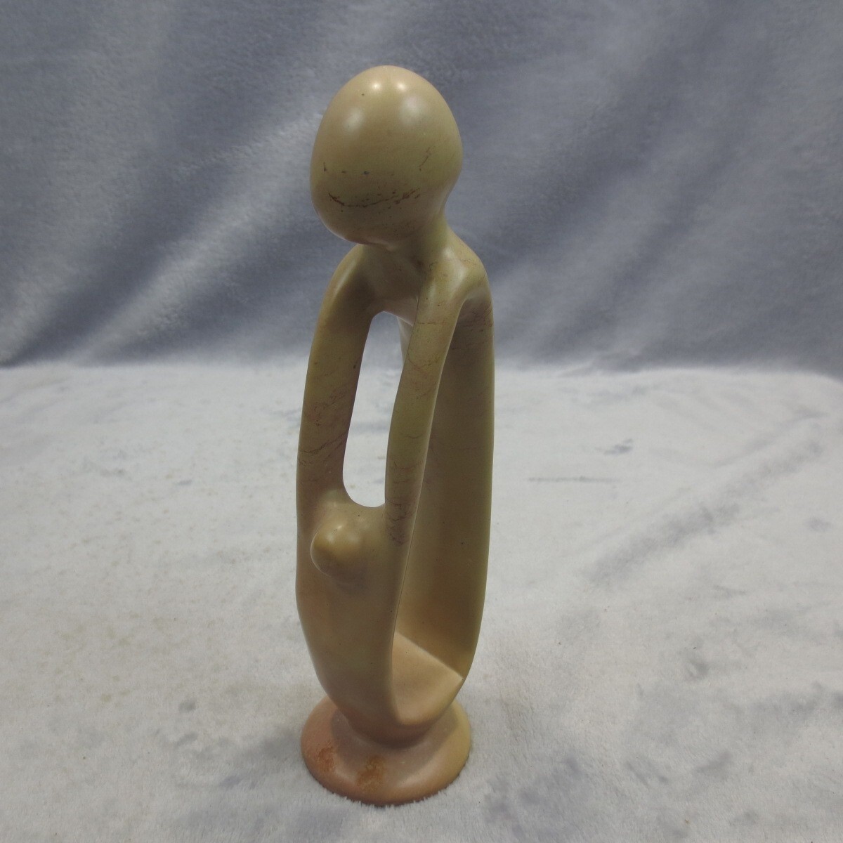 Abstract Contemporary Soapstone Carving Sculpture Statue Parent Embracing Child