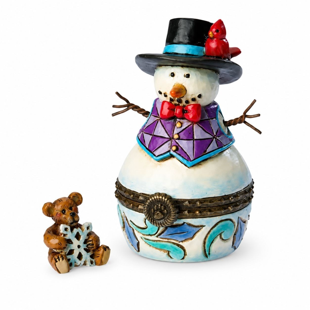 Jim Shore and Boyds Bears Christmas Artie Frostkin with Flake Treasure Box