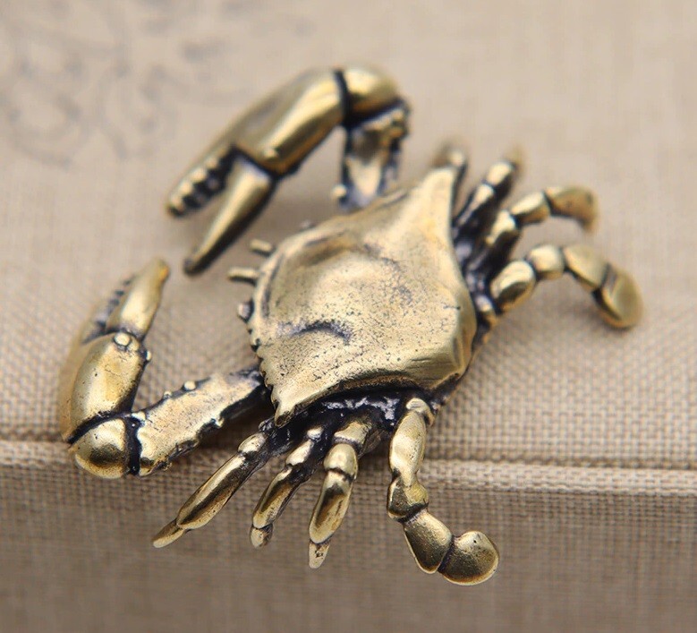 Brass Crab Animal Statue Small Sculpture Tabletop Figurine Home Decor Gifts