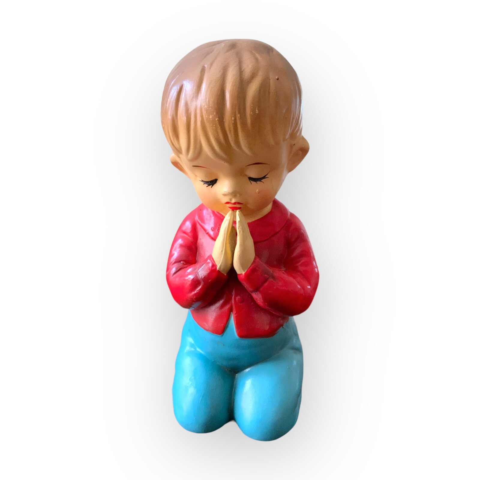 Vintage Norleans Praying Boy Figurine Japan 6.5” Ceramic Christian Nursery Decor