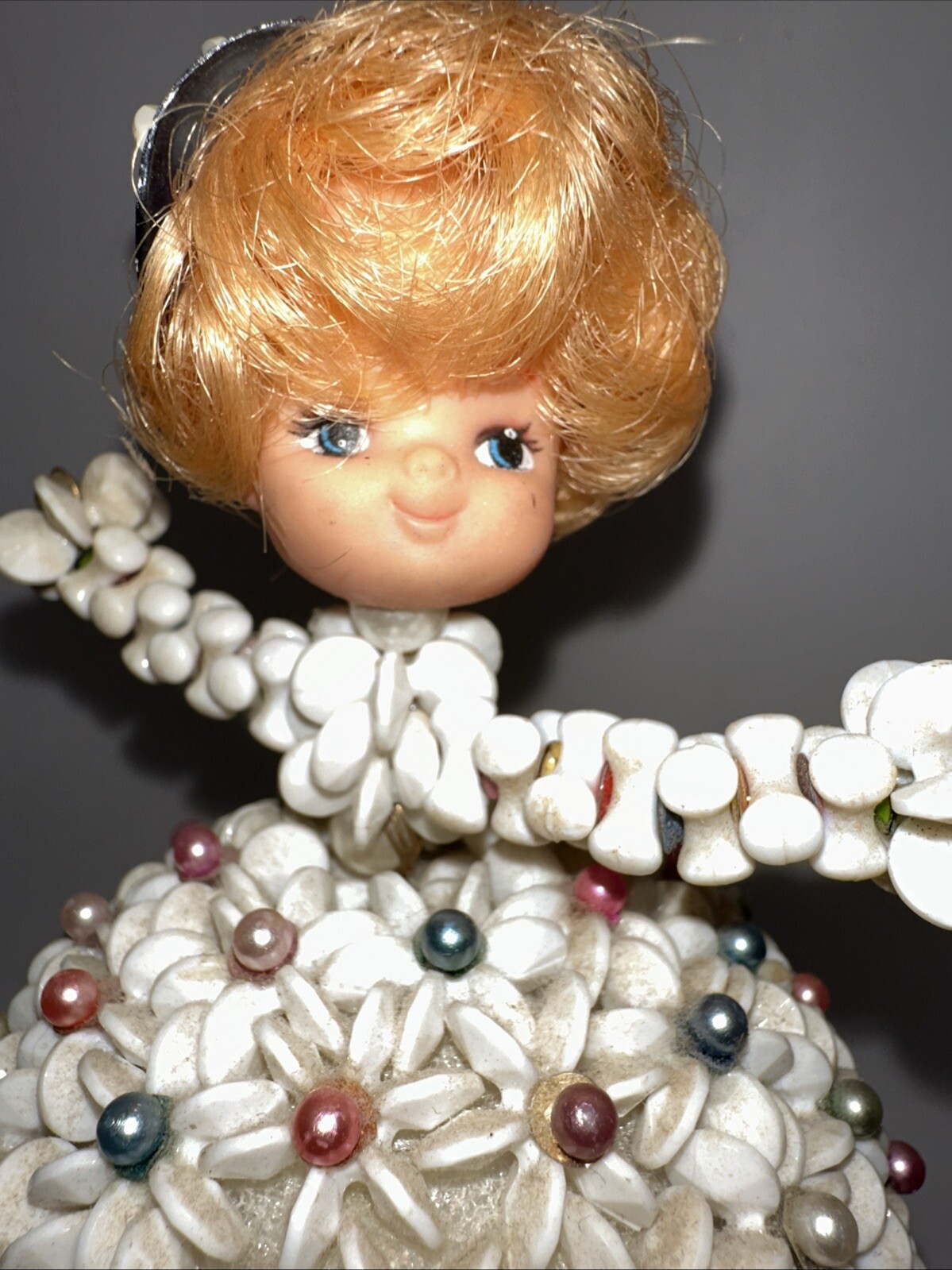 HANDMADE STYROFOAM AND BEADED GIRL KITCHY PASTELS CUTE!