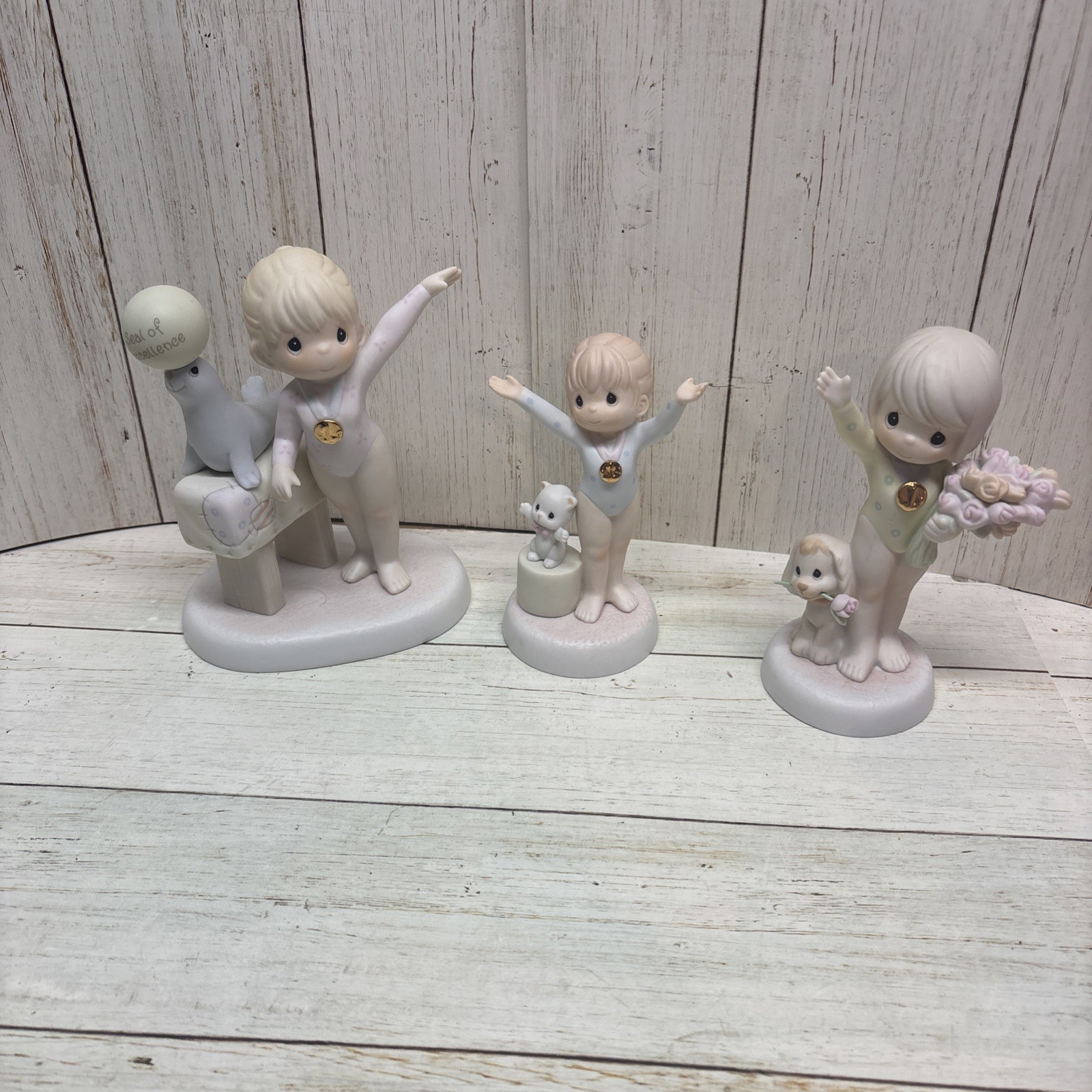 Precious Moments – 3 “Victory” Gymnast Figurines – Frequent Buyer Program 1997