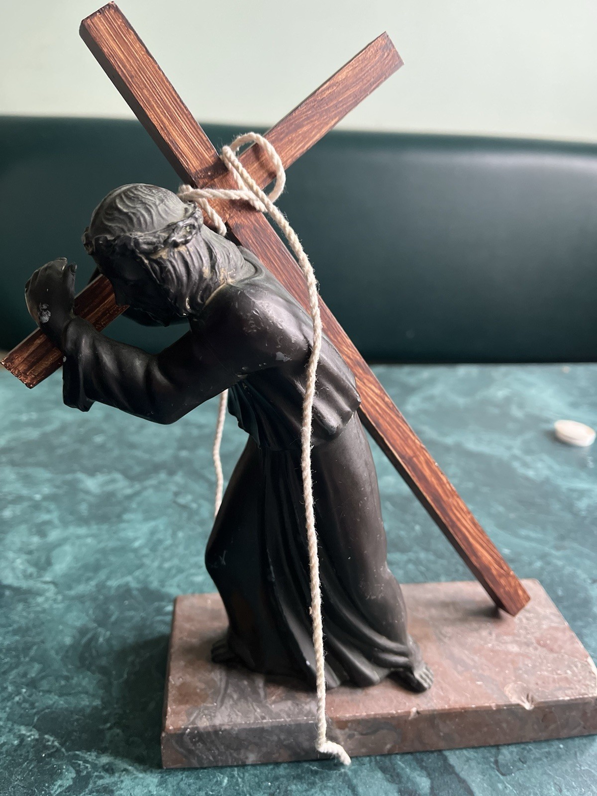 Metal Sculpture Jesus Carrying the Cross Signed by Artist R. Scali – Incomplete