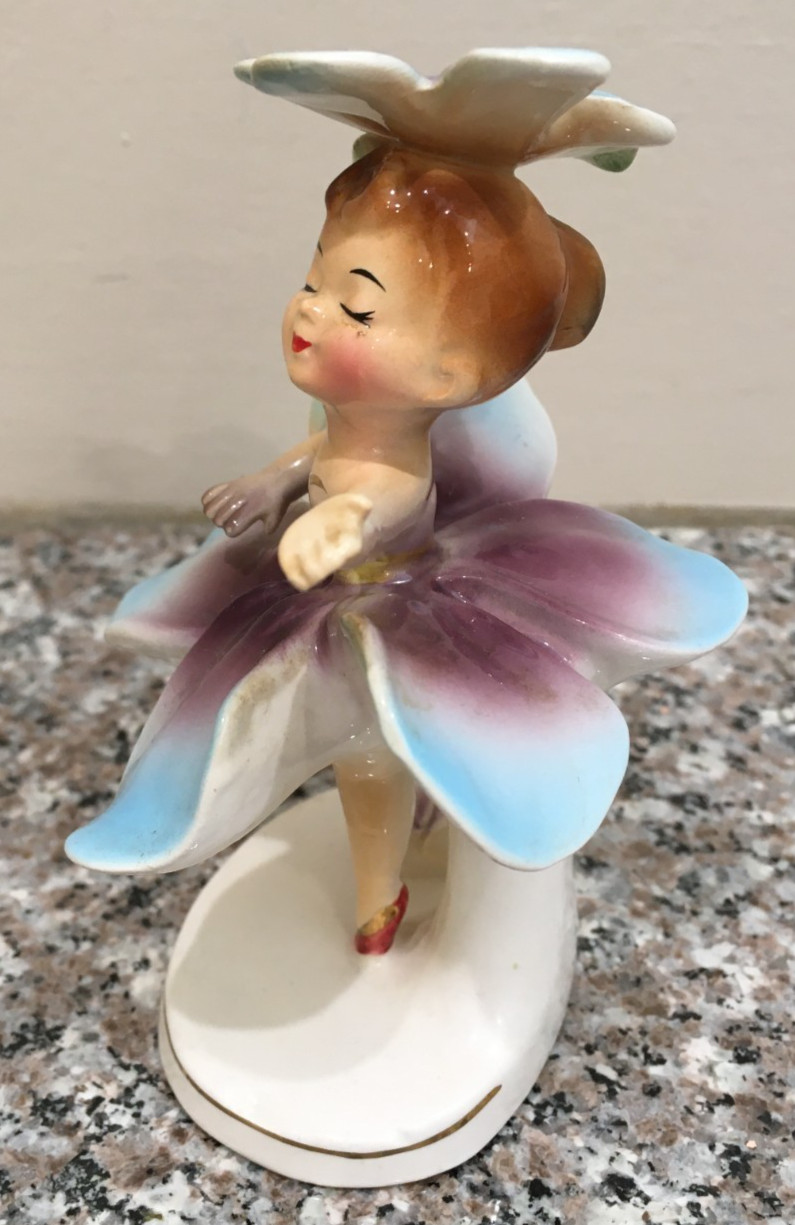 Vintage Geo Z Lefton 1957 Flower Ballerina Japan 595 Ceramic Figurine RARE!