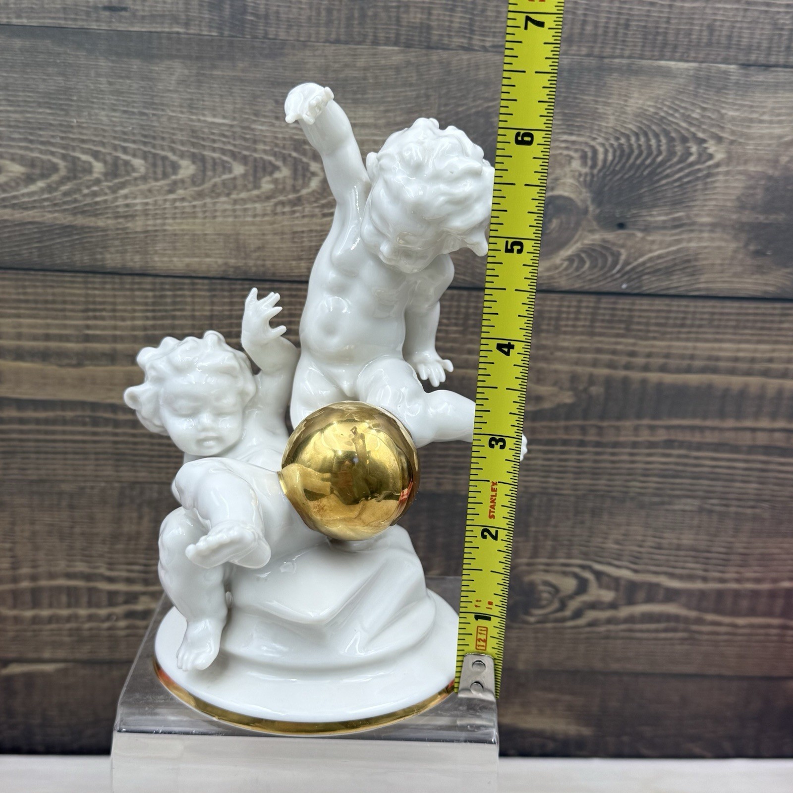 Karl Tutter Signed Children Cherubs on Gilt Sphere Hutschenreuther Selb MCM