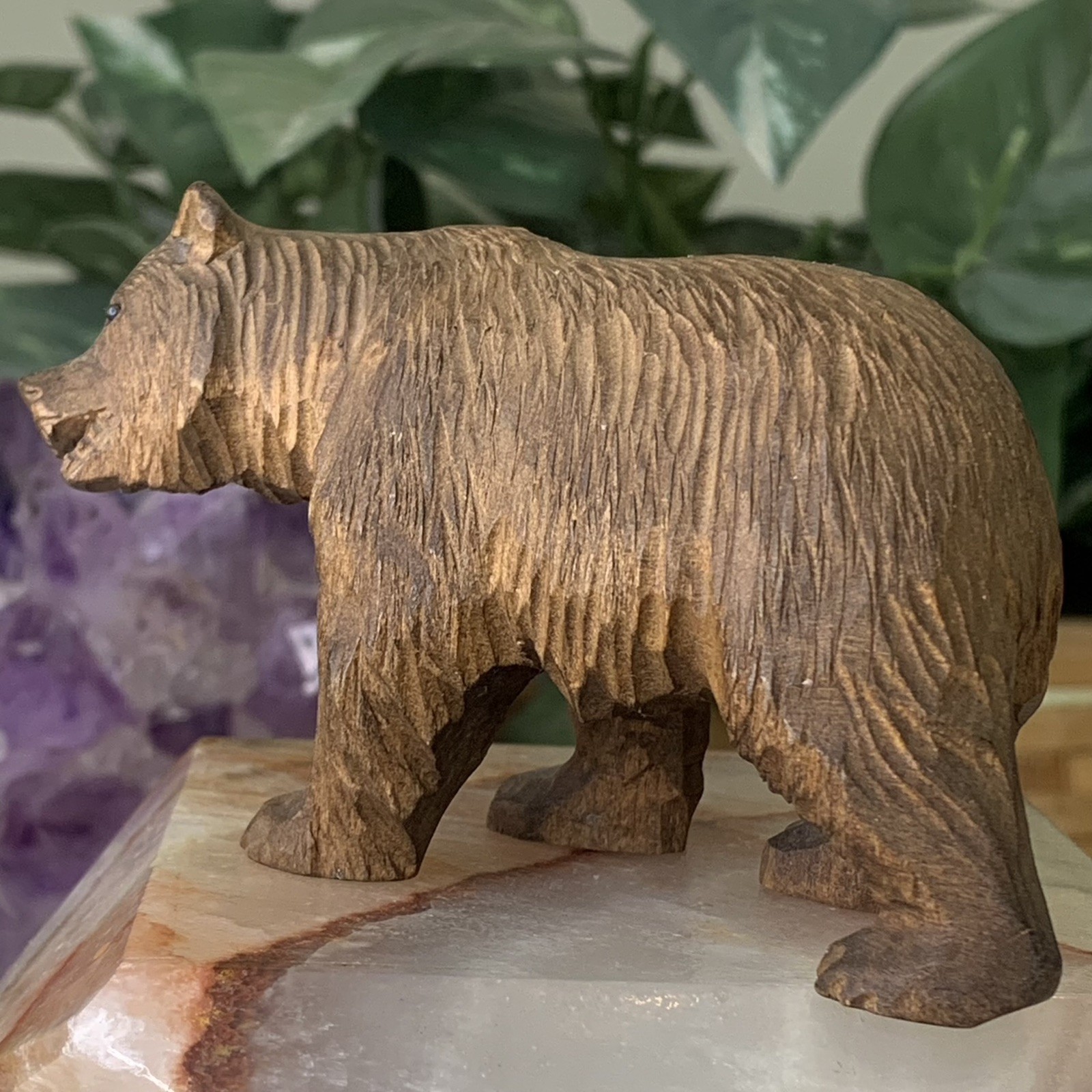 Vintage German or Swiss Black Forest or Brienz Carved Wood Bear Figurine Carving