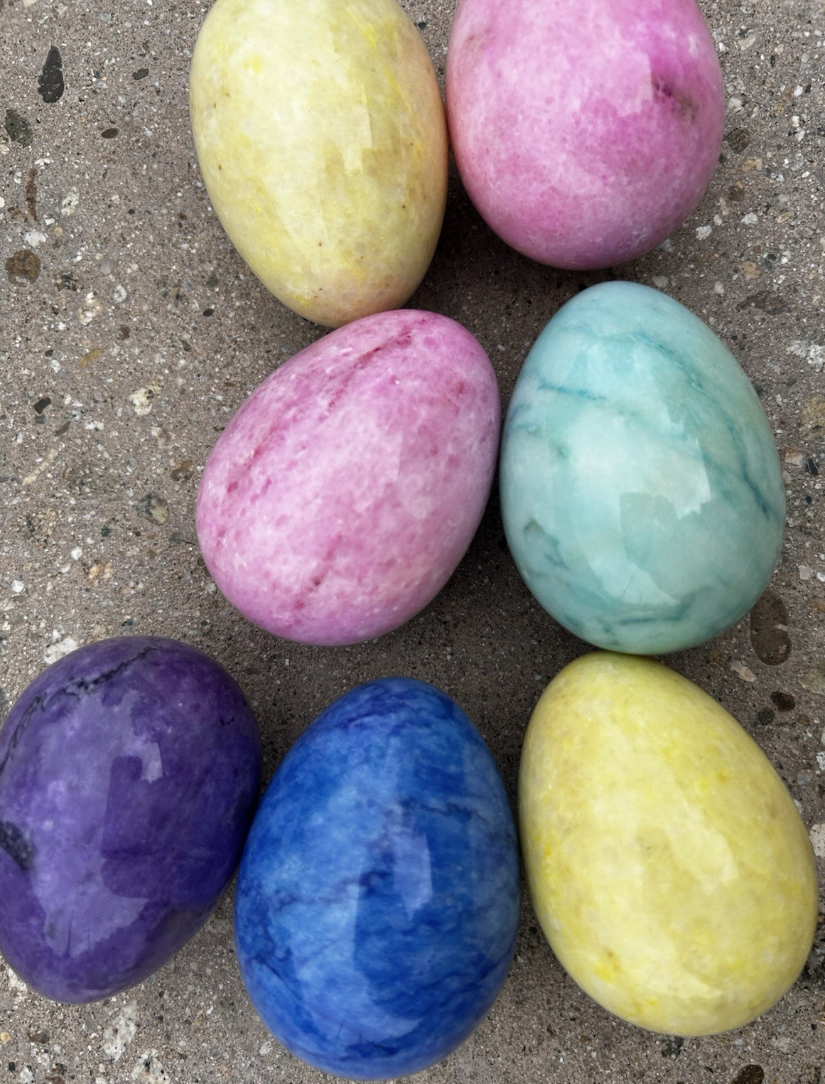 8 Vtg Italian Marble Easter Eggs Alabaster Polished Stone Smooth Finish Color