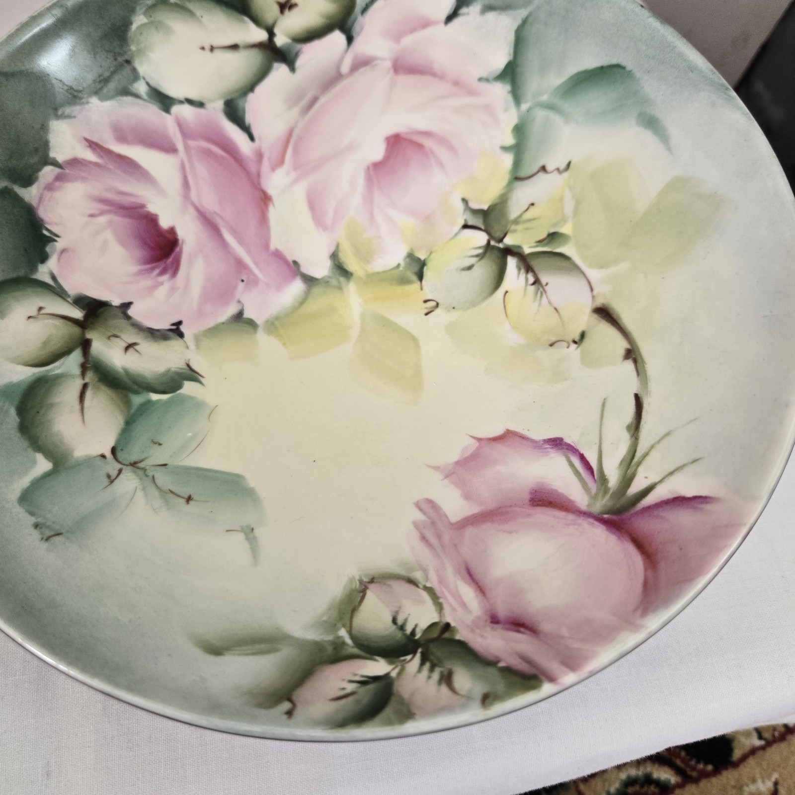 Vitg 1930s Handpainted Signed Bone China Center Piece Footed Bowl W 7″× H2.5″
