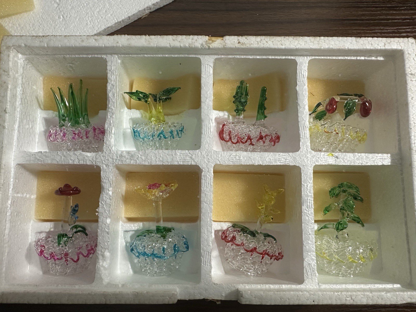 Mini Blown Glass Figurine Plant Set