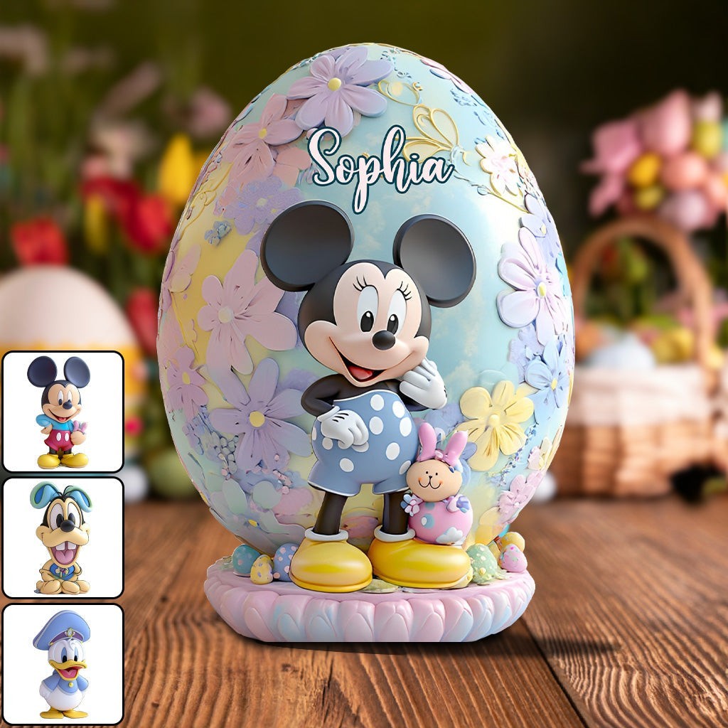 Personalized Disney Mickey Minnie Easter Eggs Acrylic Plaque Wooden Block Decor