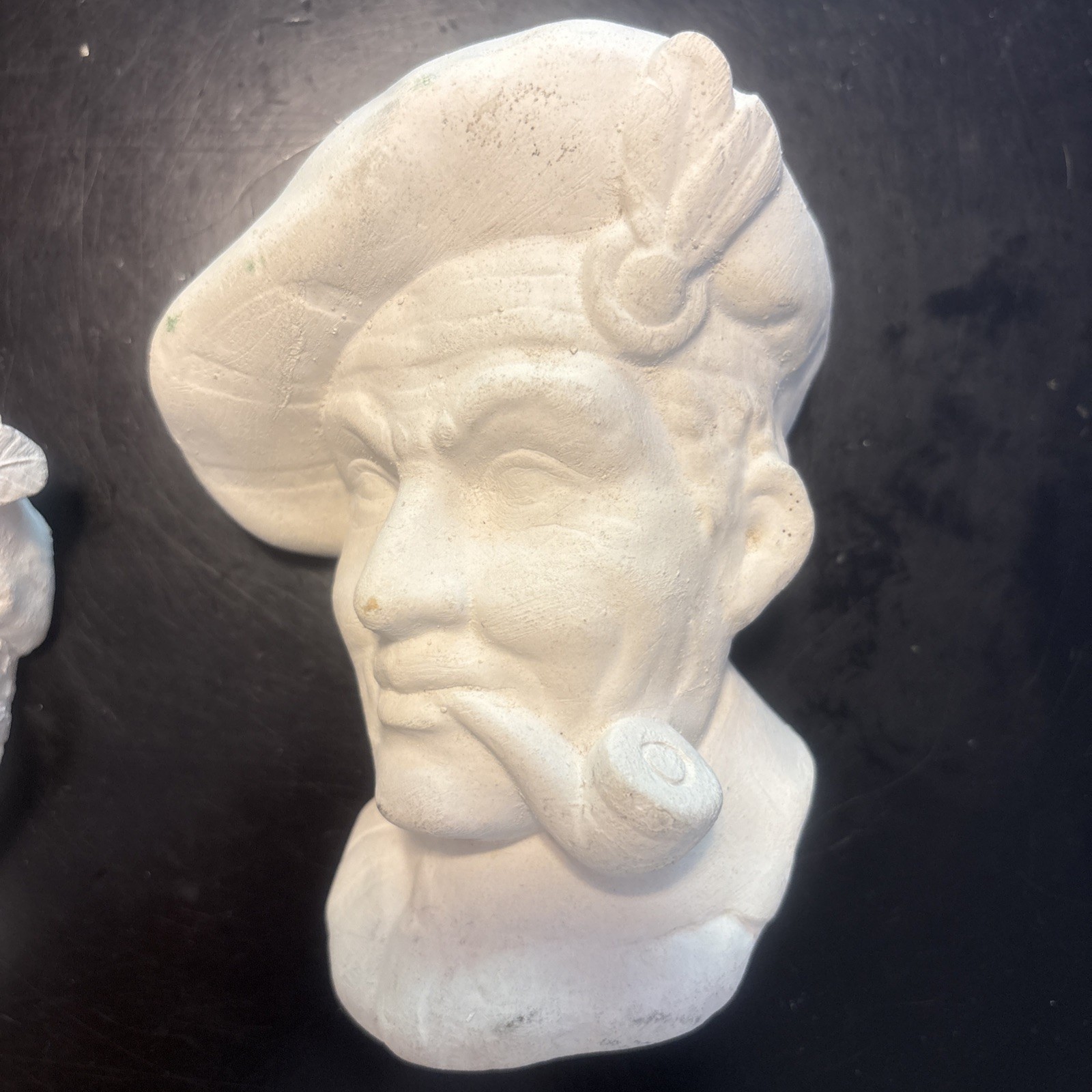 Vintage Chalkware Wall Plaque Heads Unpainted – 4 Bossons, 2 Nature Craft