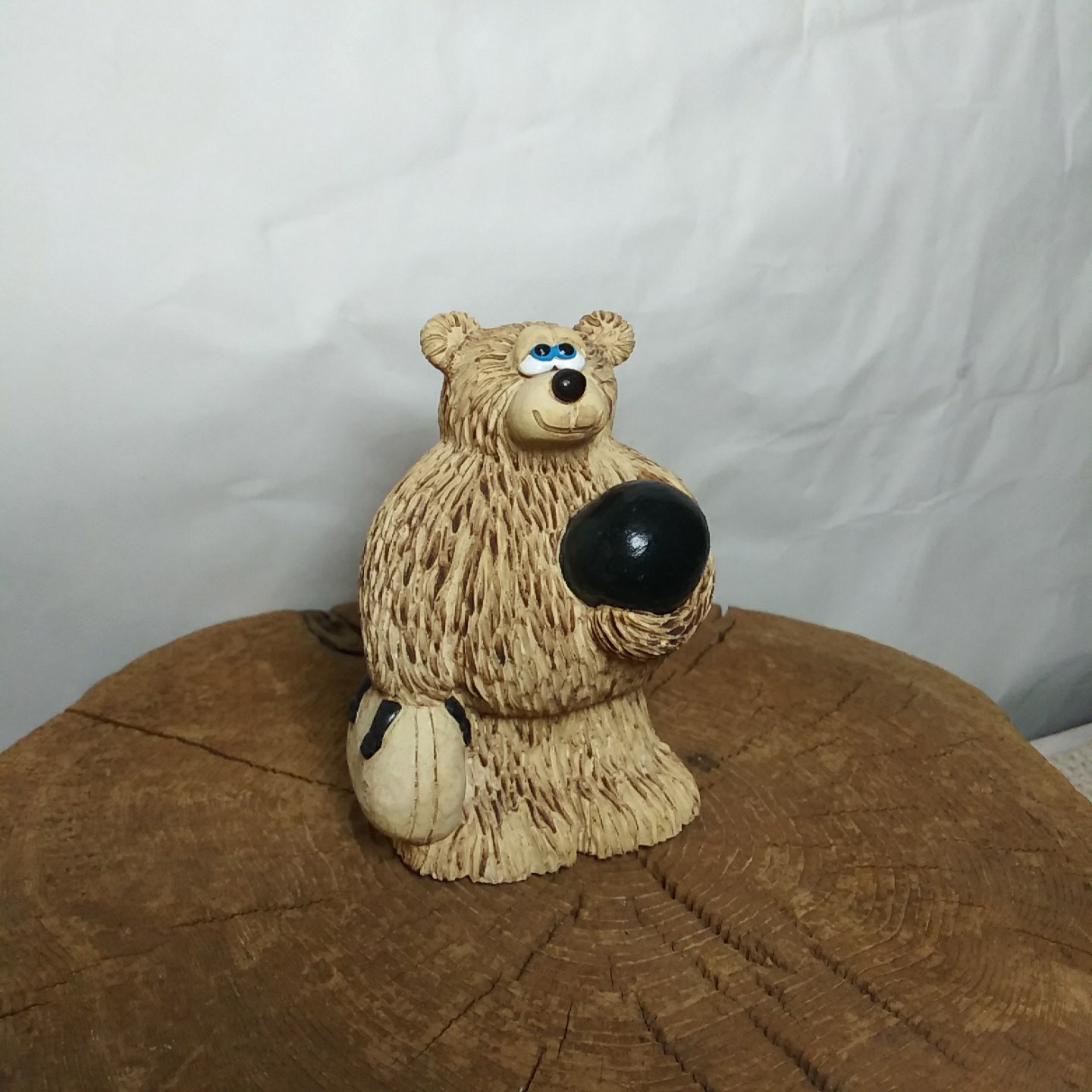 Imitating Life Figurine Going Bowling Bear Sheila Phillipp Handmade In USA