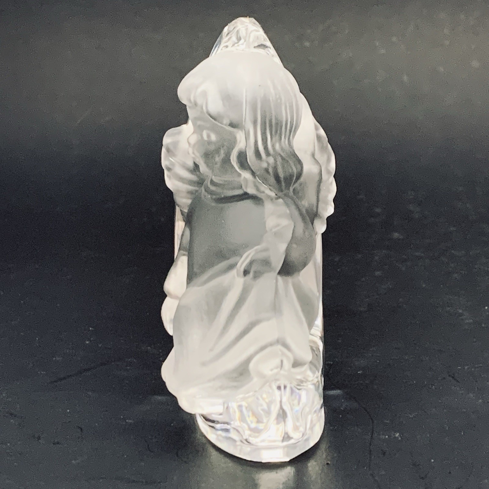Crystal Figurine Goebel Clear Frosted Glass Angel Child on Moon 3.5” Tall